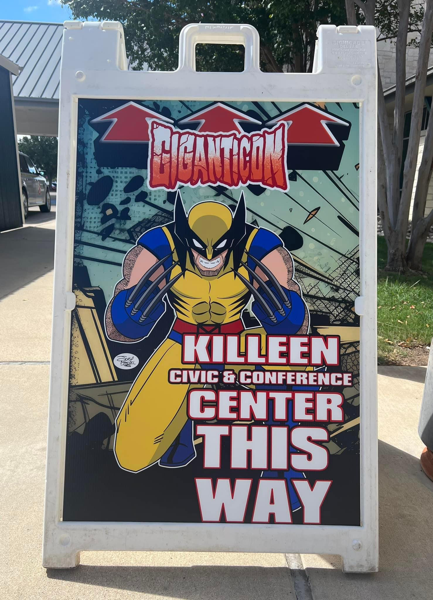 Sandwich board design for Giganticon, Killeen, Texas. Artwork drawn in Procreate and completed in Affinity Designer.