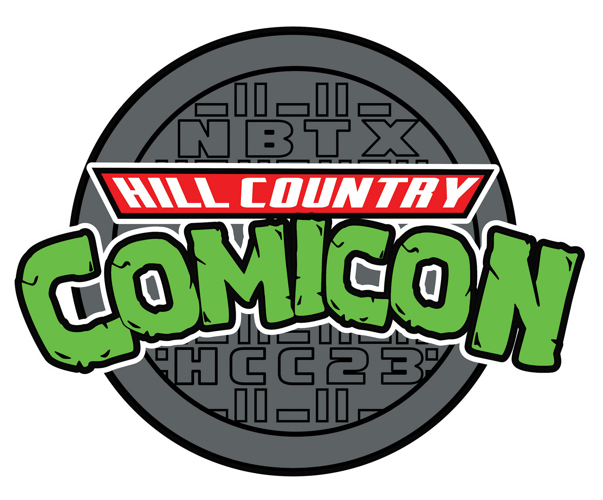 Exclusive logo for Hill Country Comicon 2023, New Braunfels, TX. Created in Affinity Designer for print and web media.