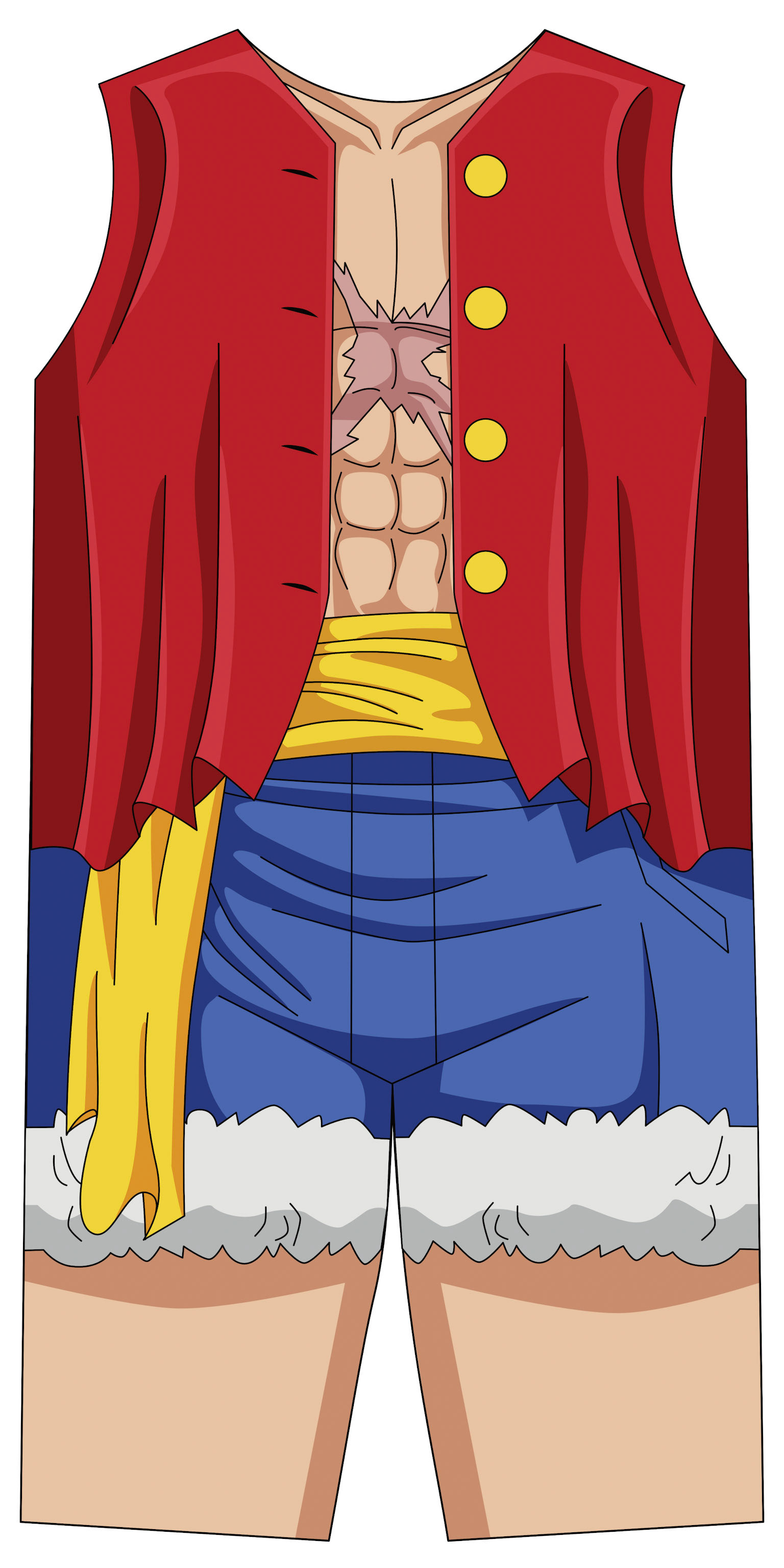 Toddler Costume inspired by One Piece. Drawn in Procreate and completed in Affinity Designer.