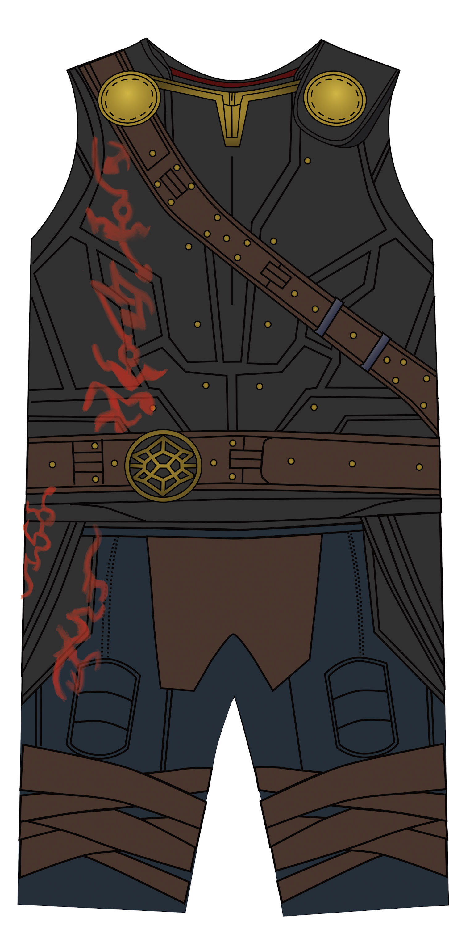 Toddler Costume inspired by the Marvel Cinematic Universe. Drawn in Procreate and completed in Affinity Designer.