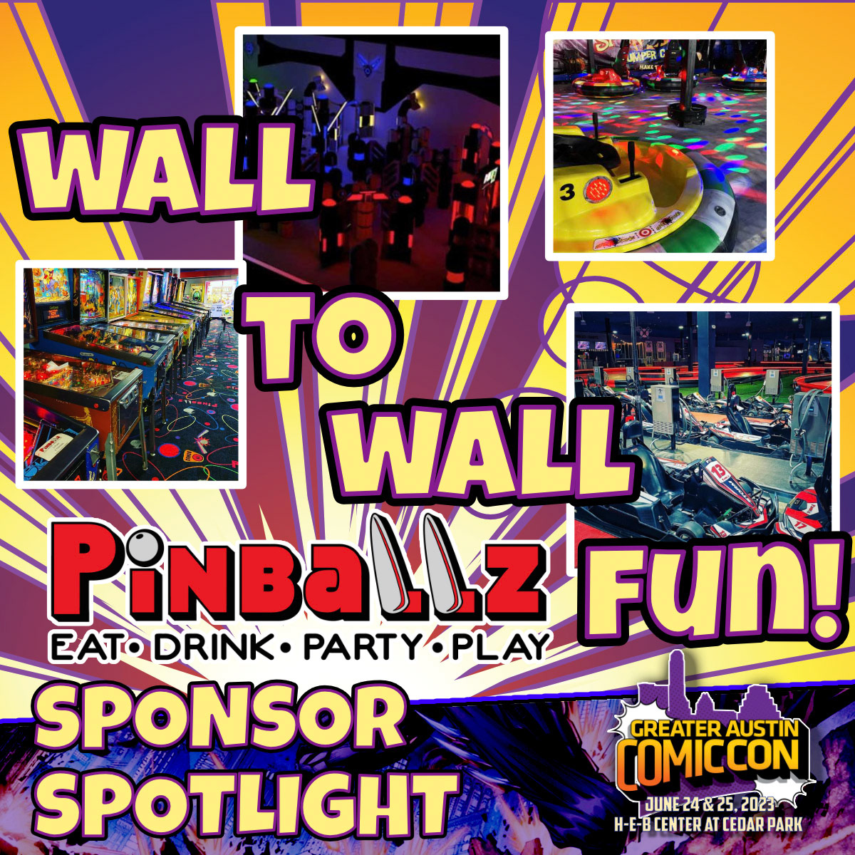 Sponsor Ad for Greater Austin Comiccon, Austin, Texas. Created in Affinity Designer.