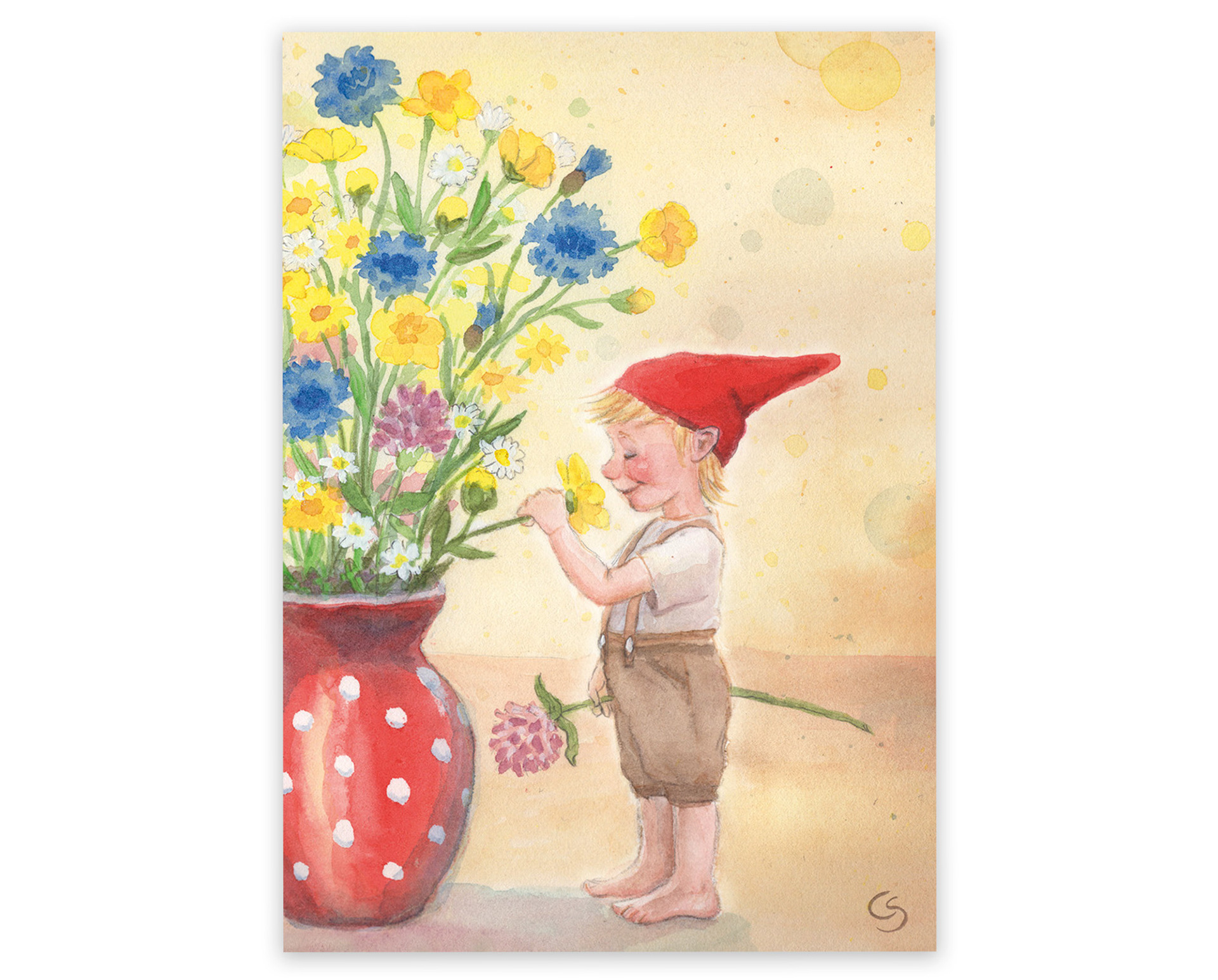 Wichteljunge mit Blumen