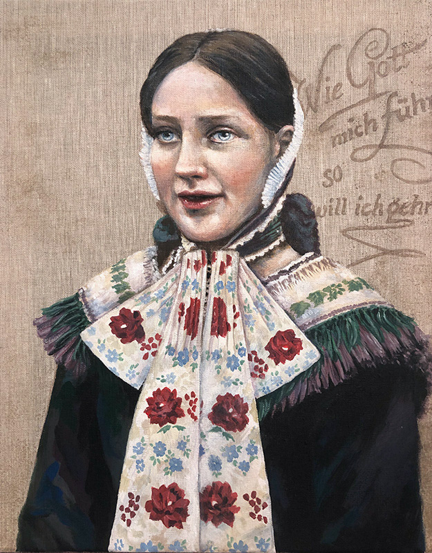 Konfirmandin in Scheeßeler Tracht, Acryl auf Leinwand
