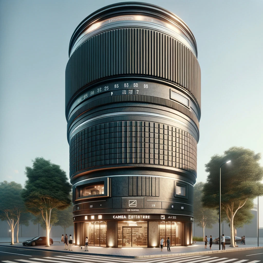 A camera store shaped like a lens V2