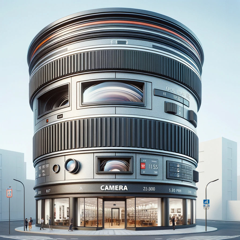 A camera store shaped like a lens V3