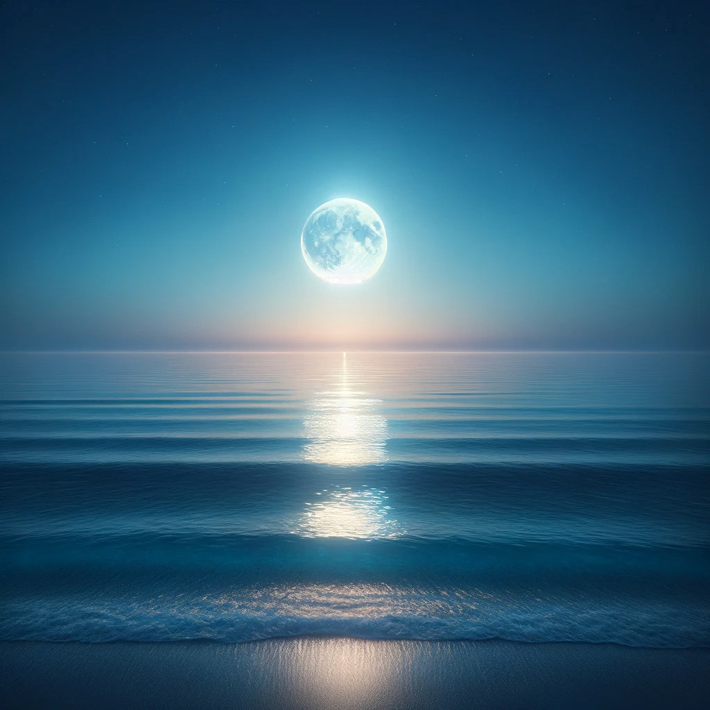 A moonset on the ocean