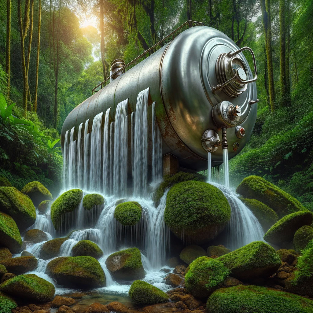 A majestic photo of a water heater waterfall with a bunch of mossy rocks