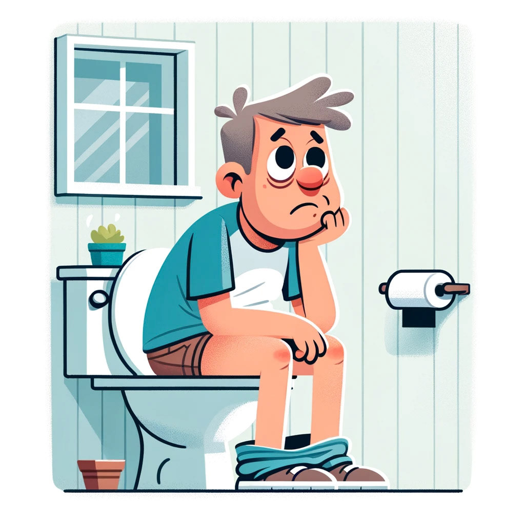 A bored person spending their time on the toilet