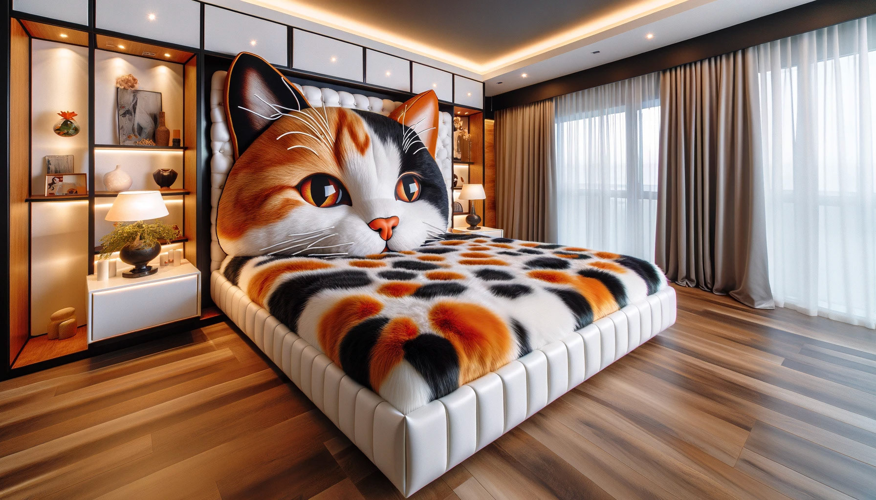 A calico themed bed