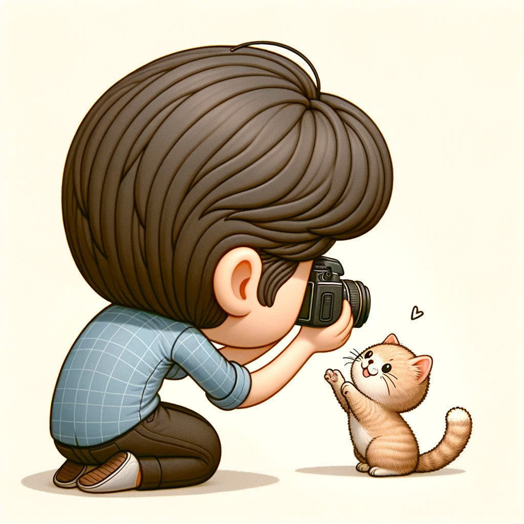 A cute photo of a photographer taking a photo of a cute cat V3