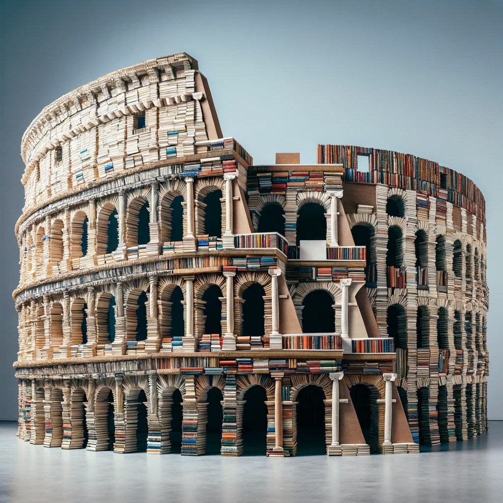 The Roman Colosseum made out of books