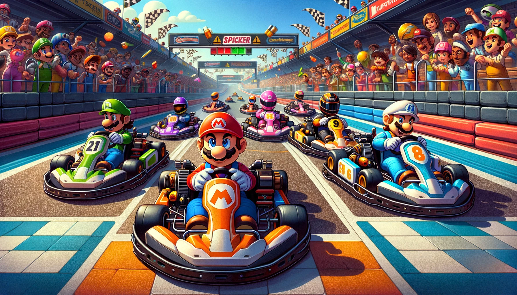 Plumbers Go-Kart racing on a race track