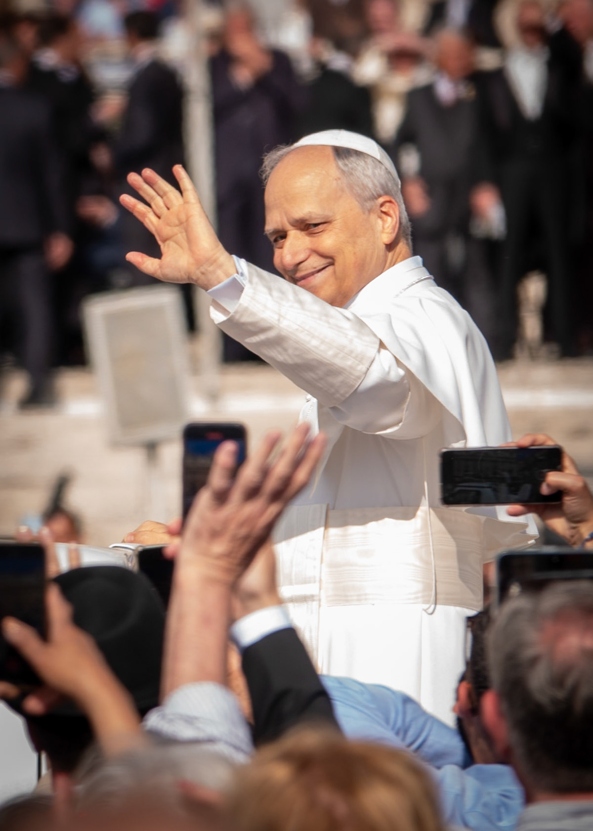 Pope Leo XIV greeting the crowd, Rome, Italy