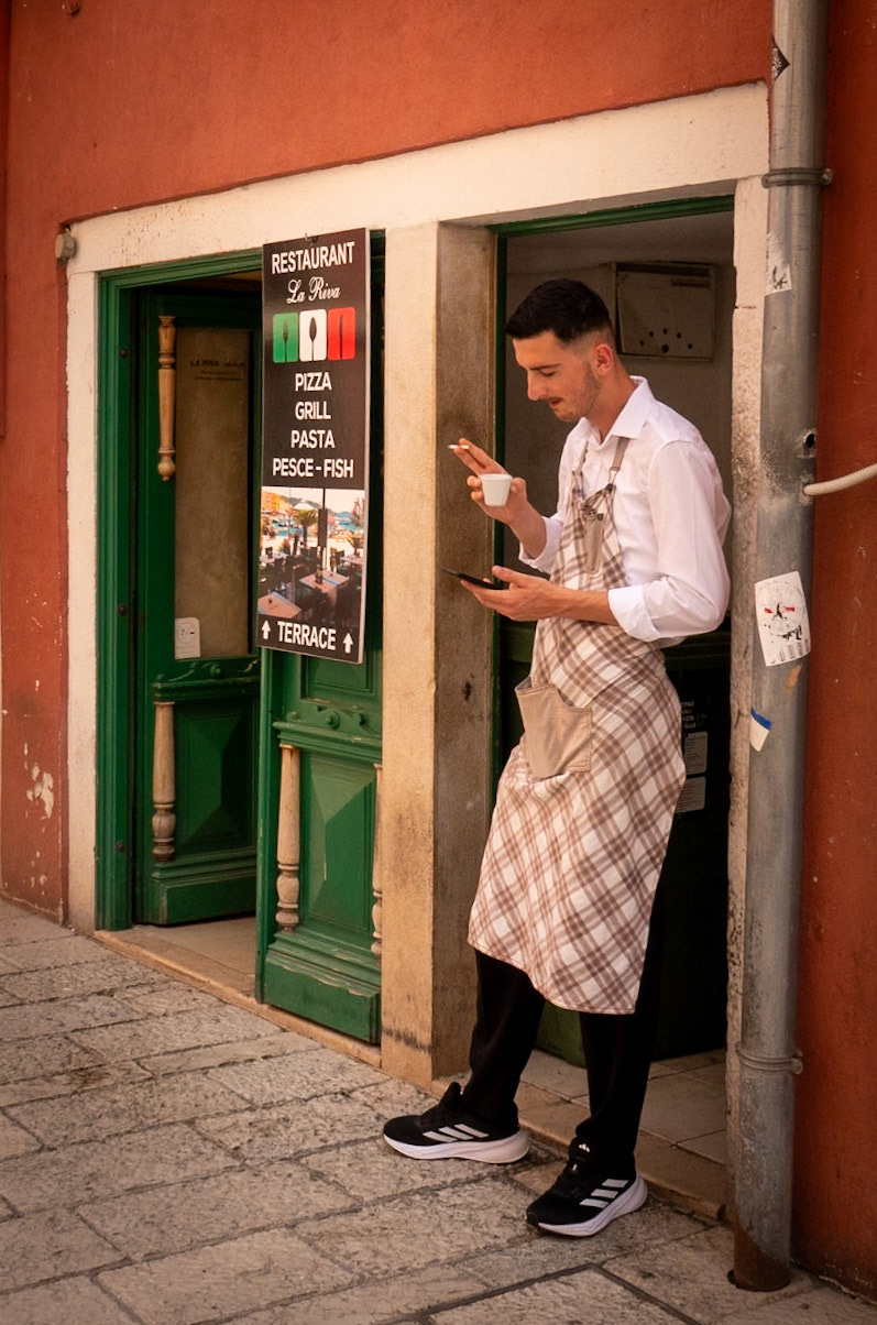 Cigarette break in Rovinj, Croatia