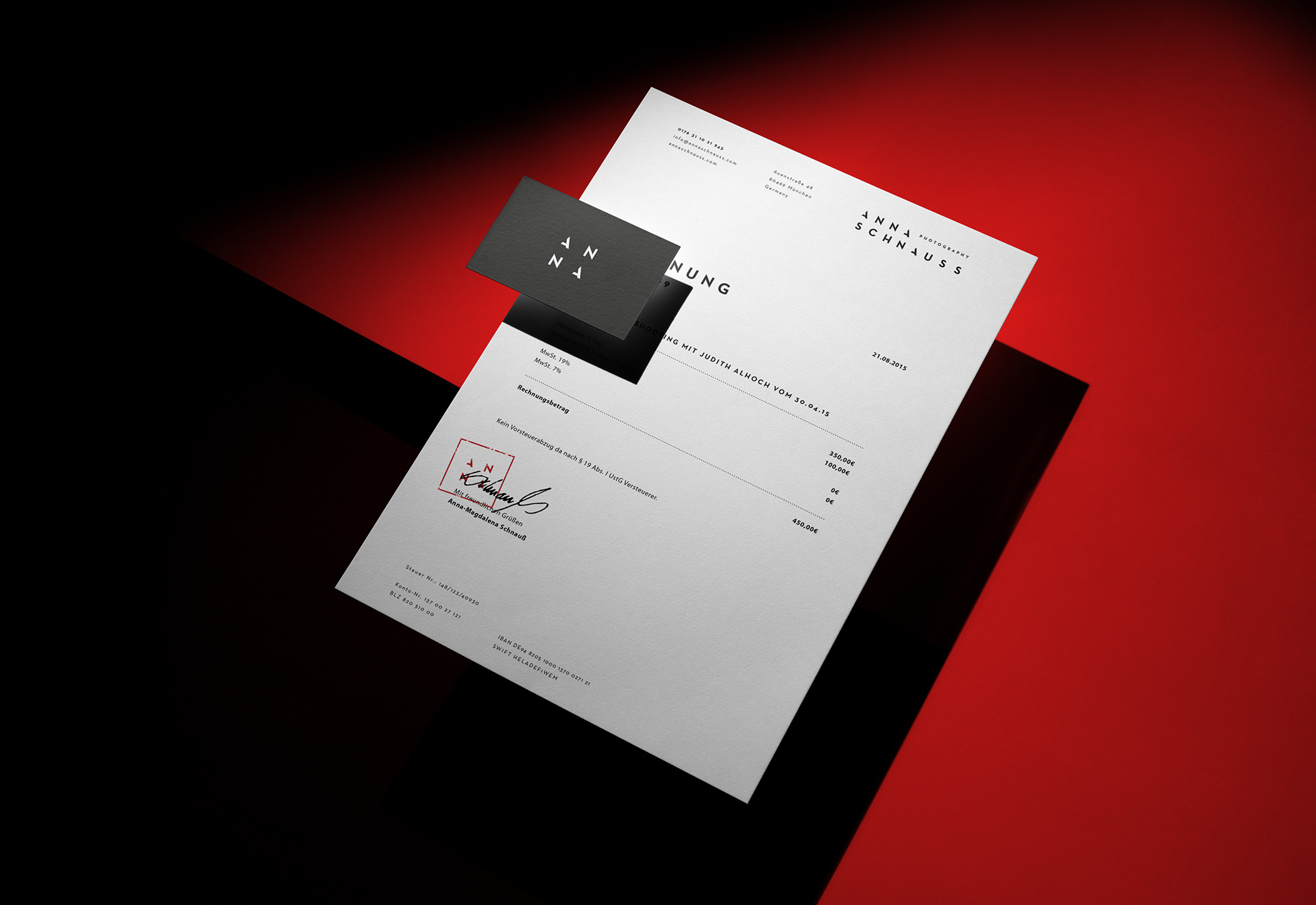 Anna Schnauss Photography | Branding, Web Design & Social Media | 2015 | Letterhead & Business Card