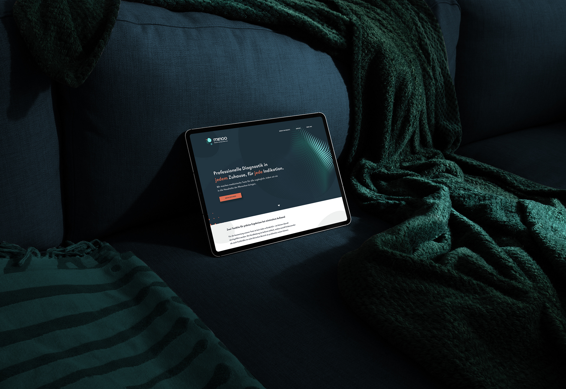minoo | Branding, Corporate Design & Web Design | 2020 | Landing Page Tablet | Mathias Mortag