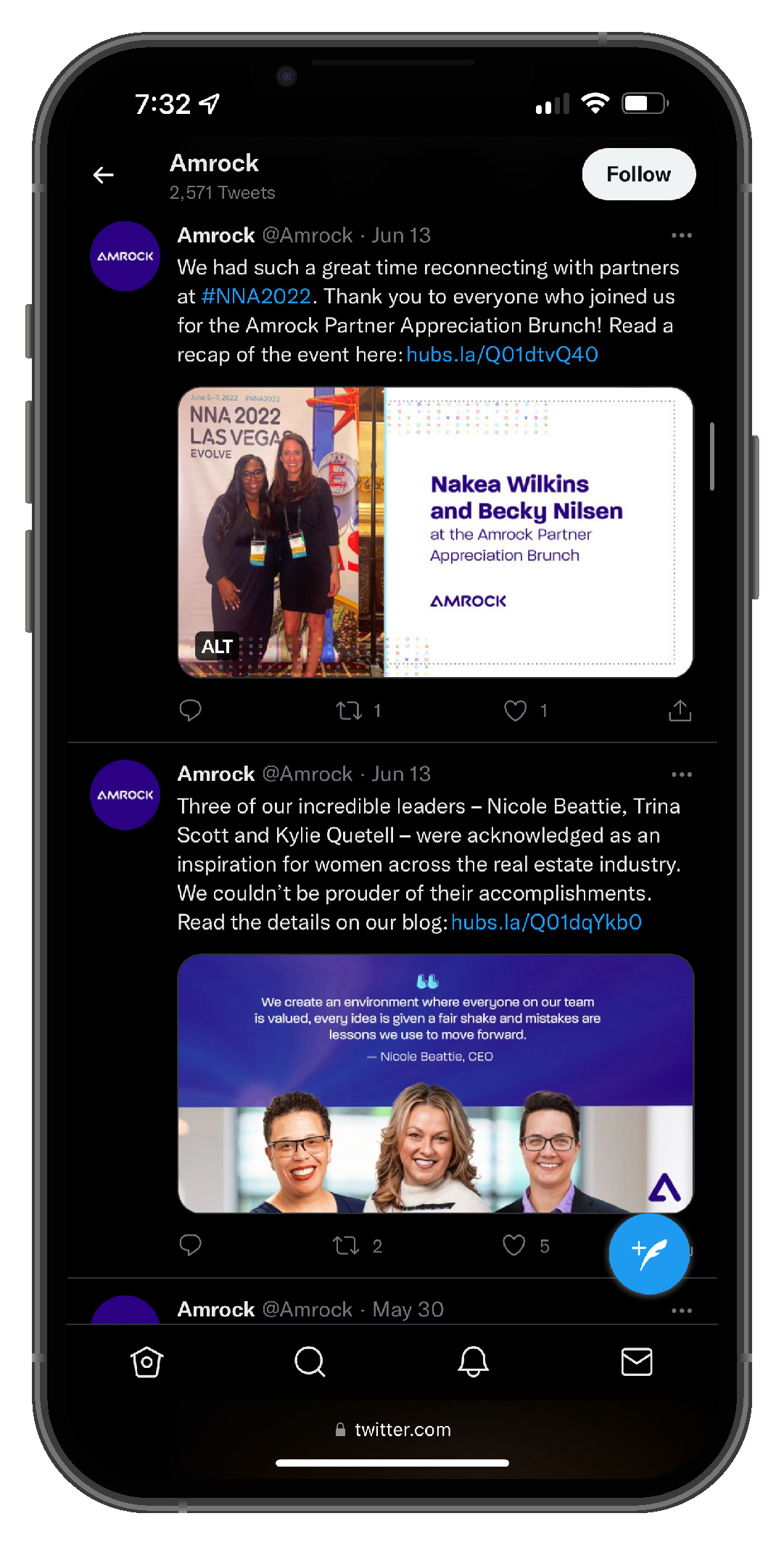 Screenshot of Amrock Social Post (DarkMode)