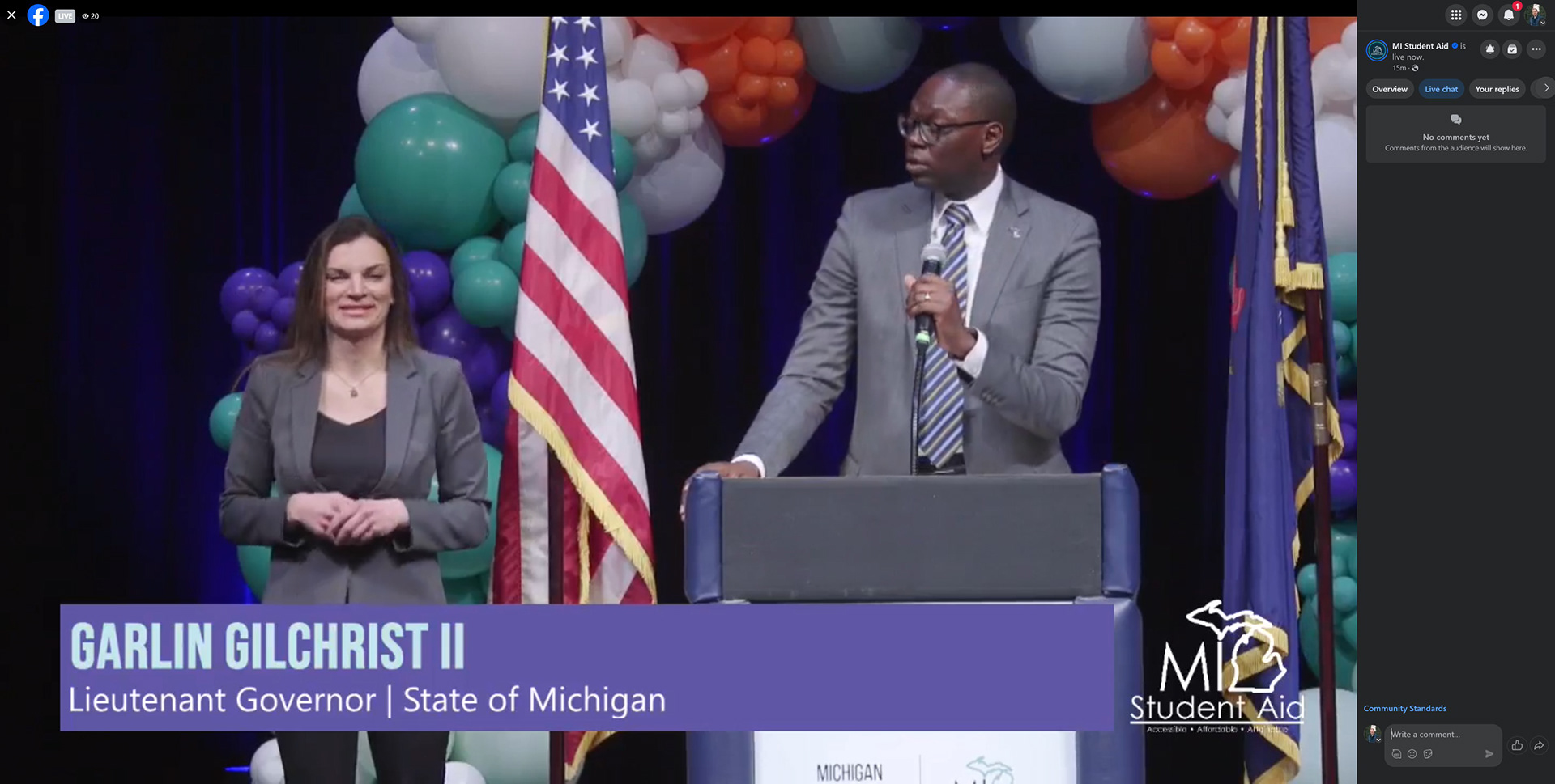 AG Garlin Gilchrist II announcing "15, free, free" for the contest.