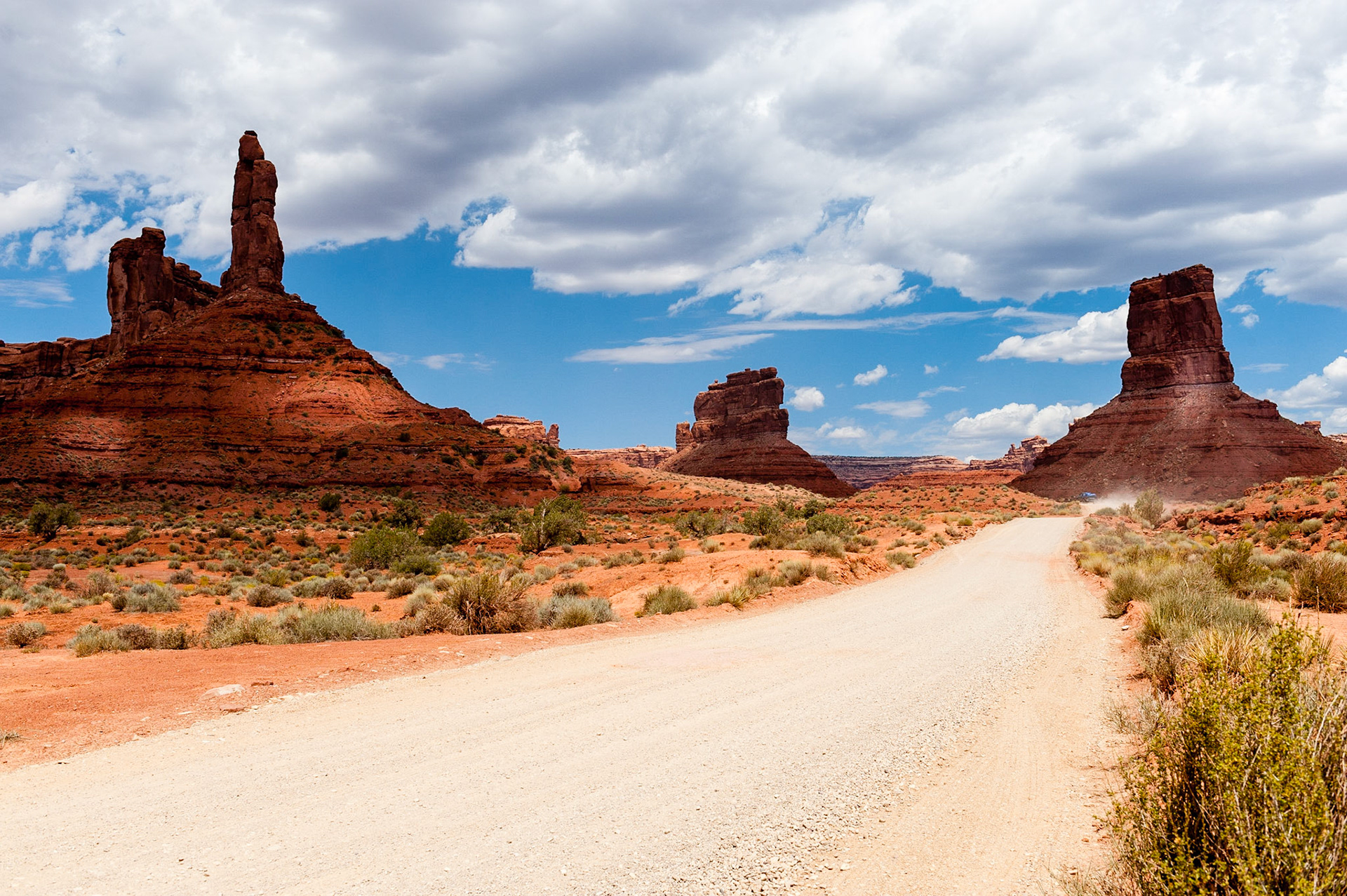 USA, Utah, Valley of the Gods. Une piste traverse les magnifiques paysages de la " Valley of the Gods ". A trail through the beautiful landscapes of the "Valley of the Gods".