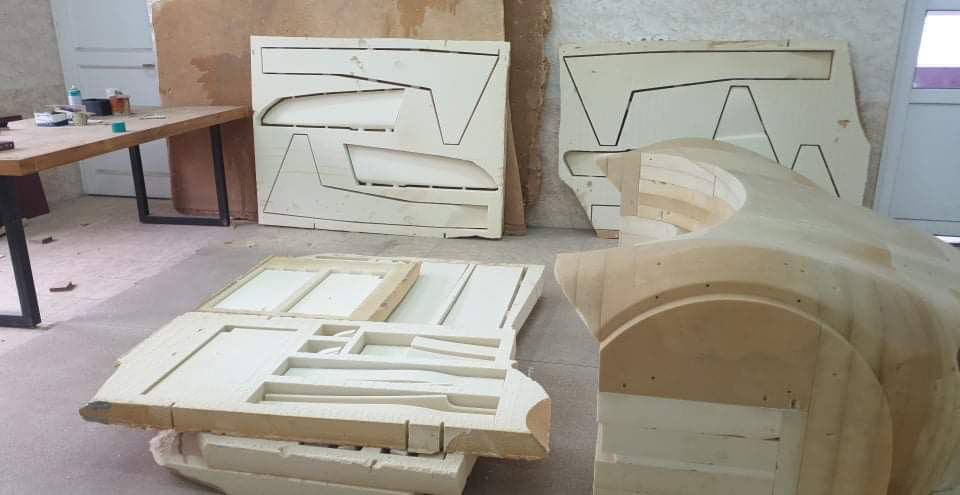 Precisely cut foam pieces ready for assembly.