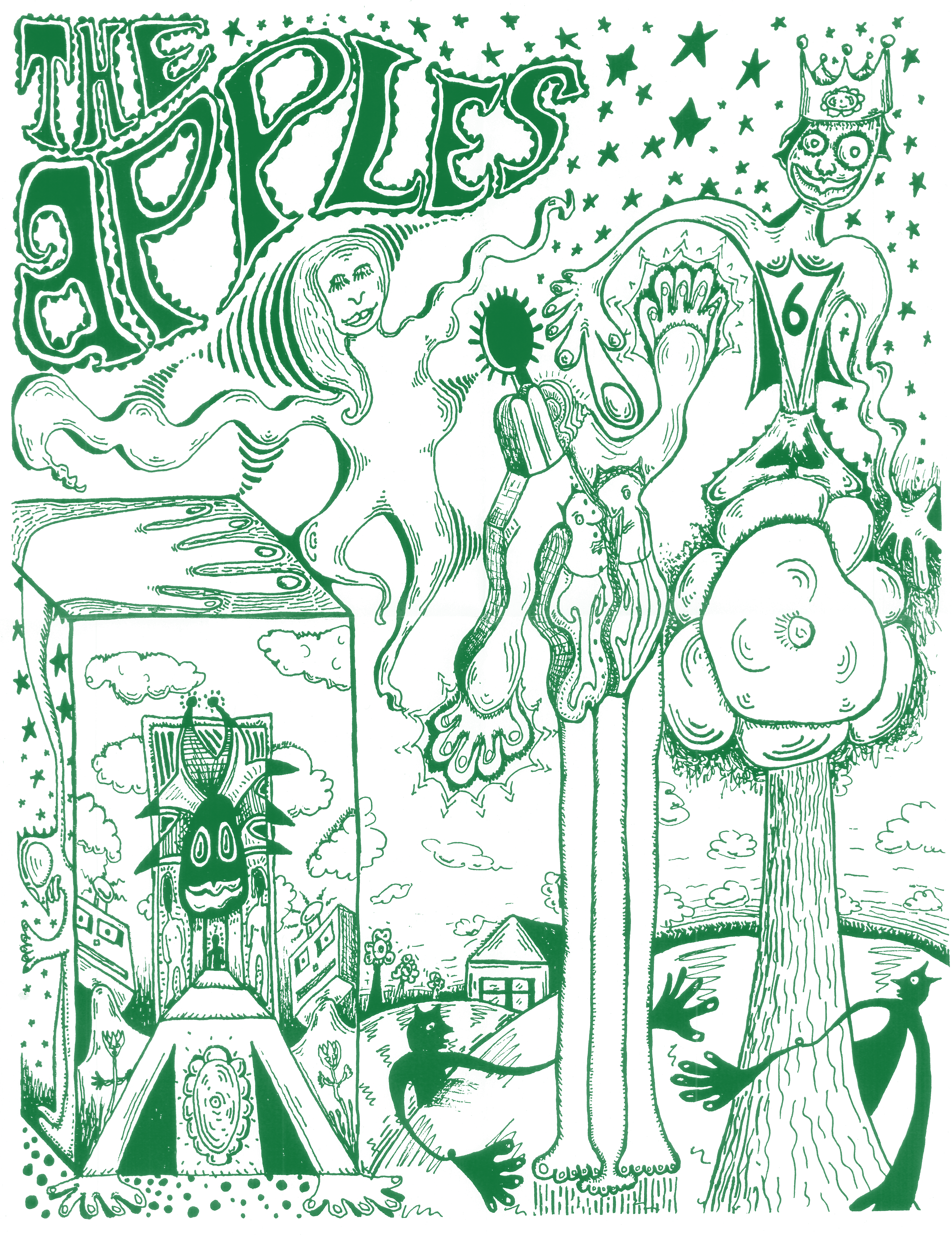 One of the first prints for the band the Apples (later renamed the Apples in Stereo), included in one of their first EP releases.