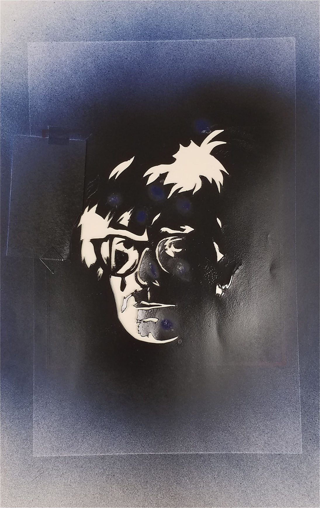 Cut out stencil of one layer