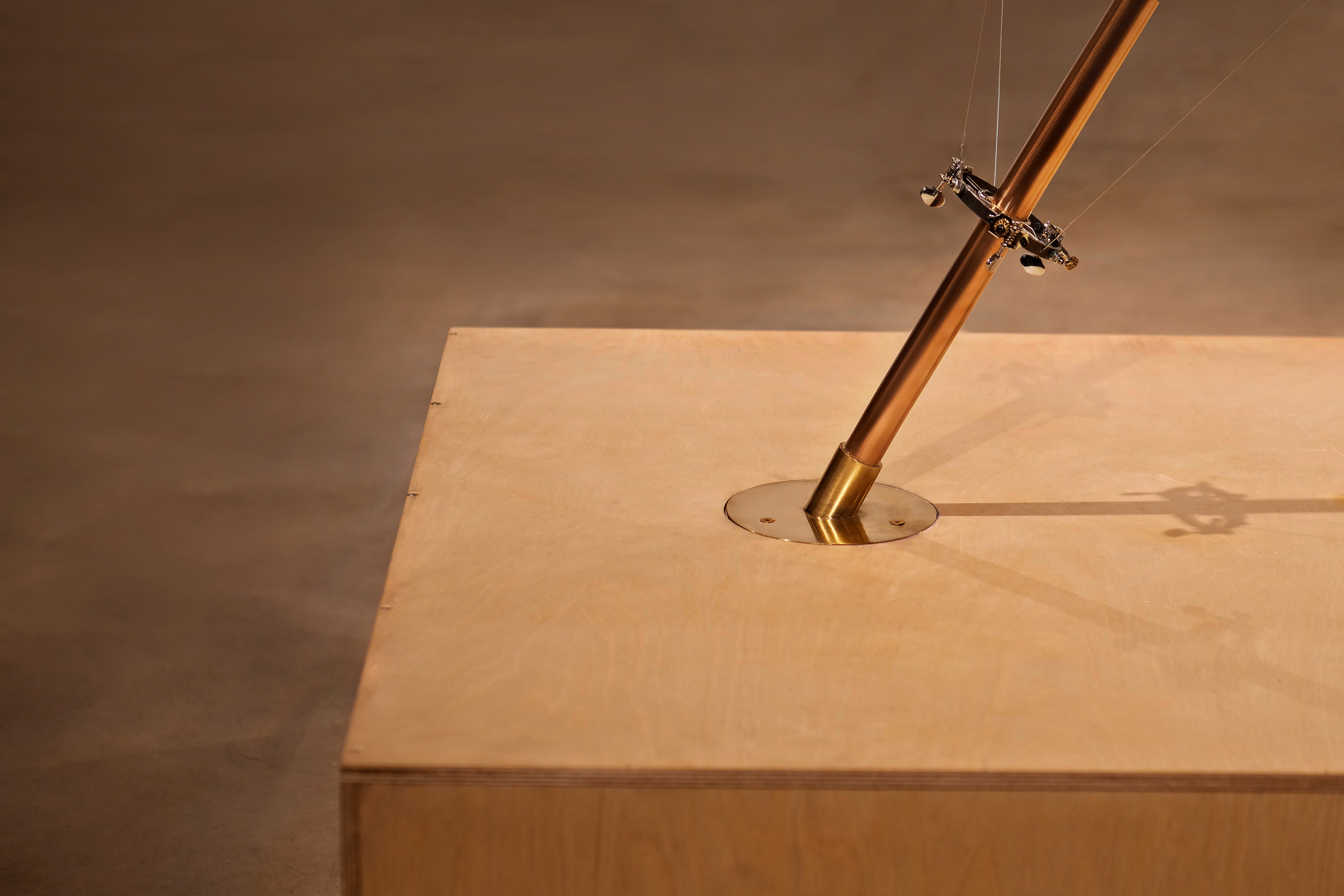 The foot point of the tensegrity is made of silver soldered brass.