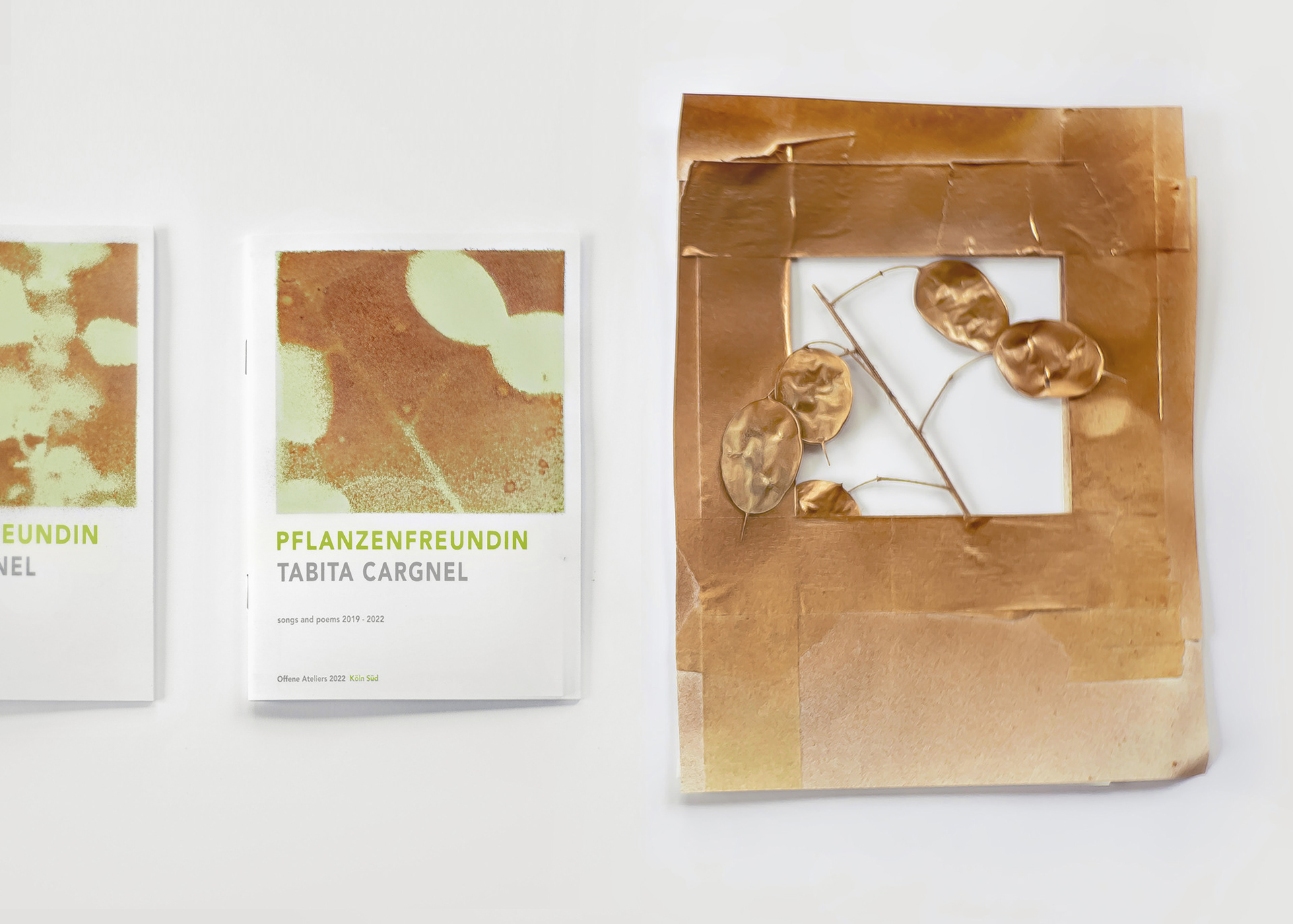 Lunaria Honesty from our studio garden | Poetry booklet and spray painting stencil with real plant