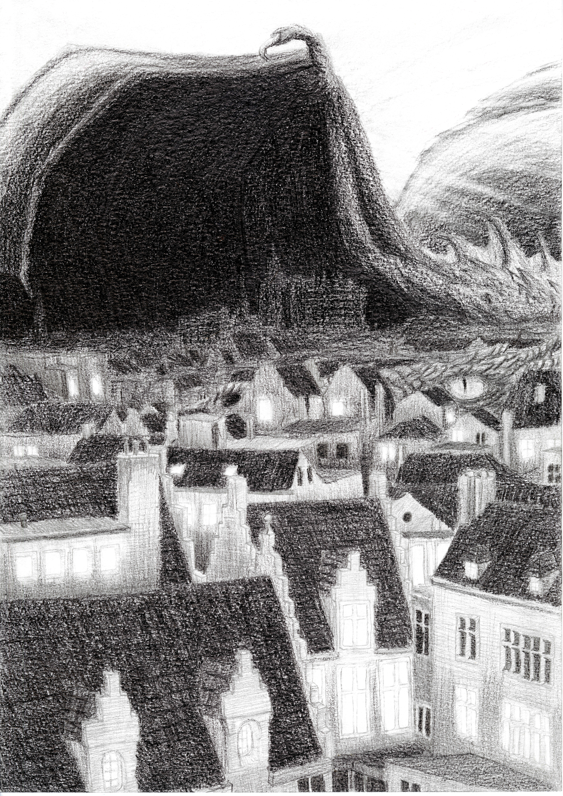 'Overshadowed'. Pencil on A3 sized paper.