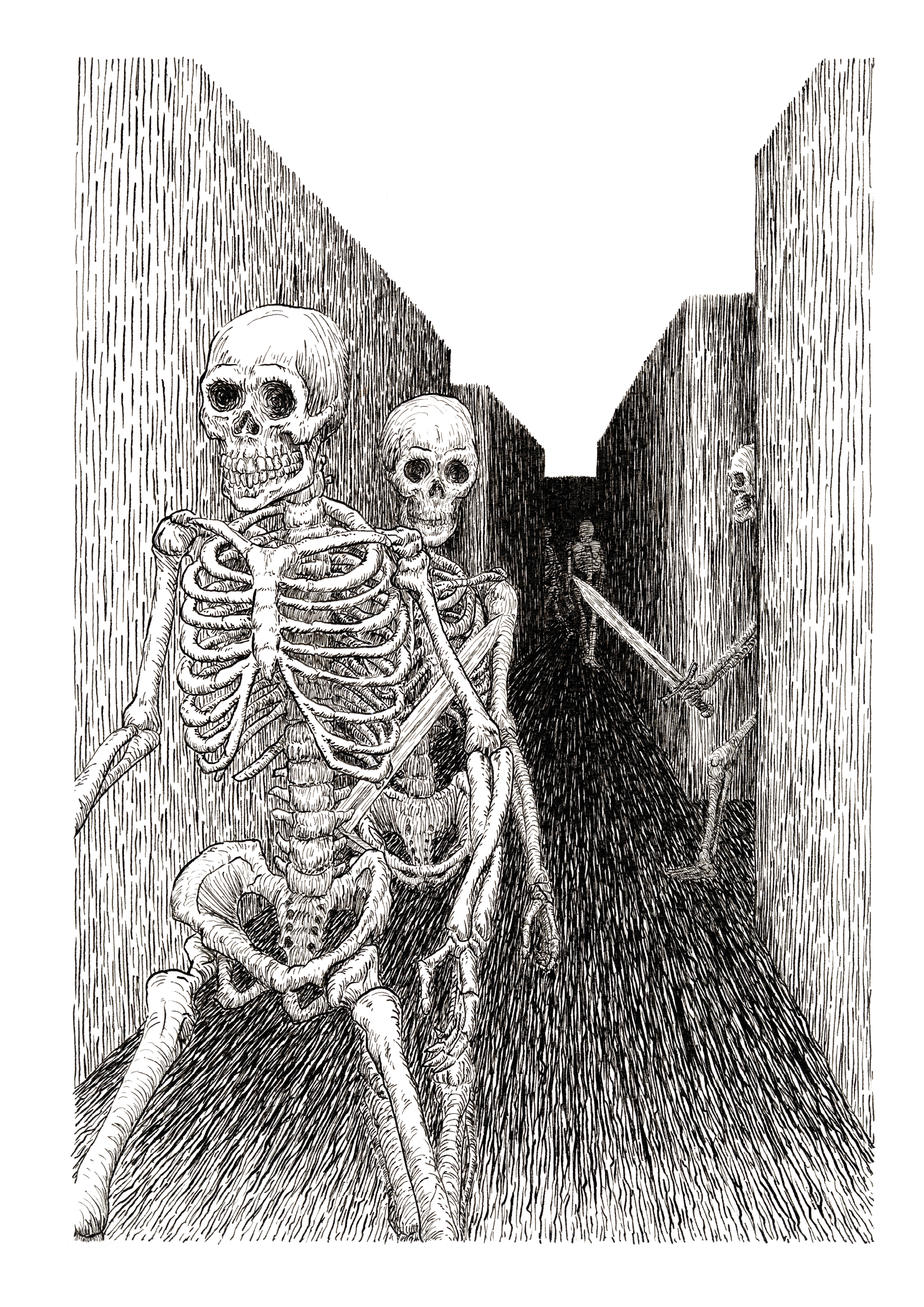 'Going on without a purpose'. Ink on A3 sized paper.