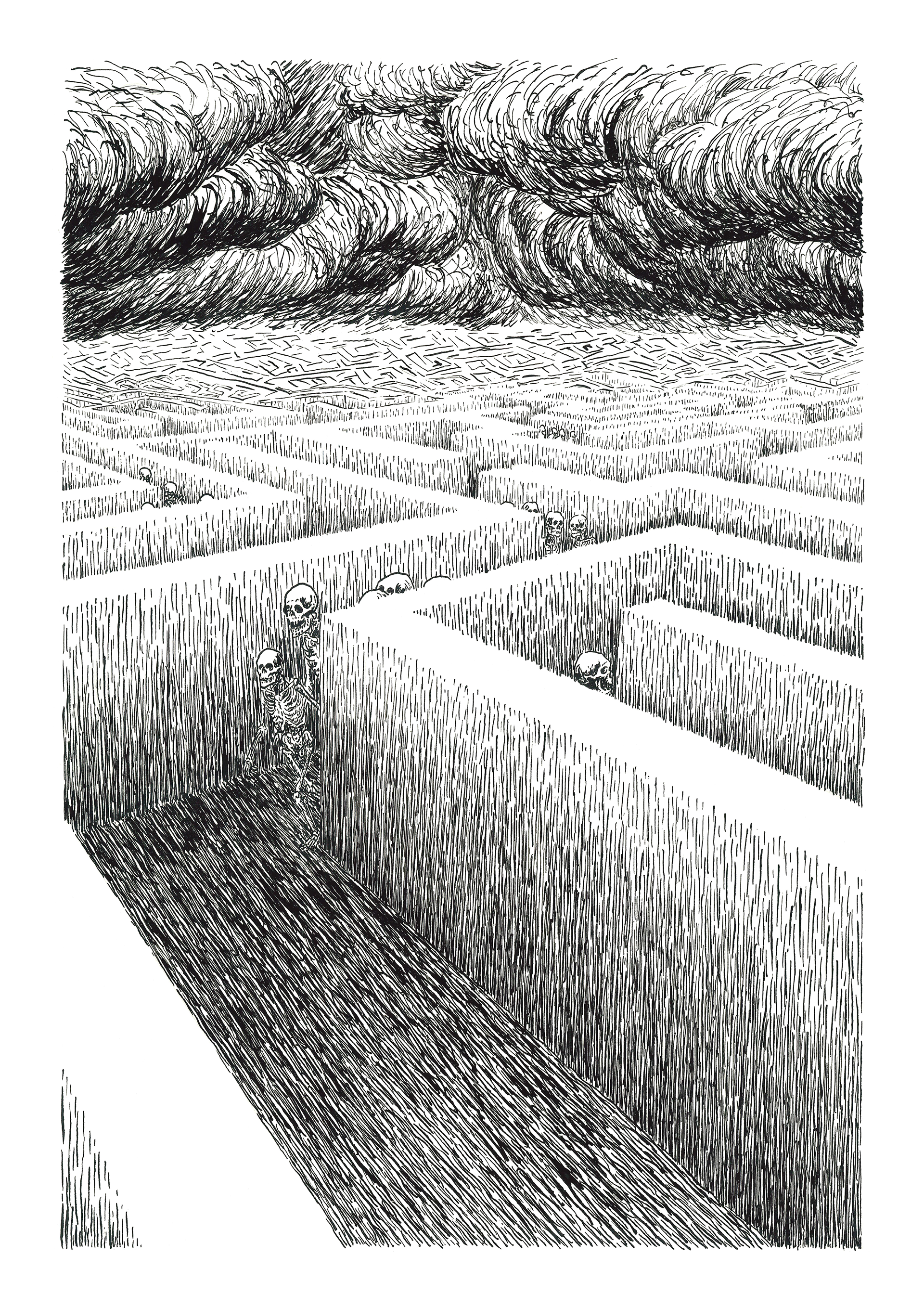'Aimless wandering'. Alternate version. Ink on A3 sized paper.