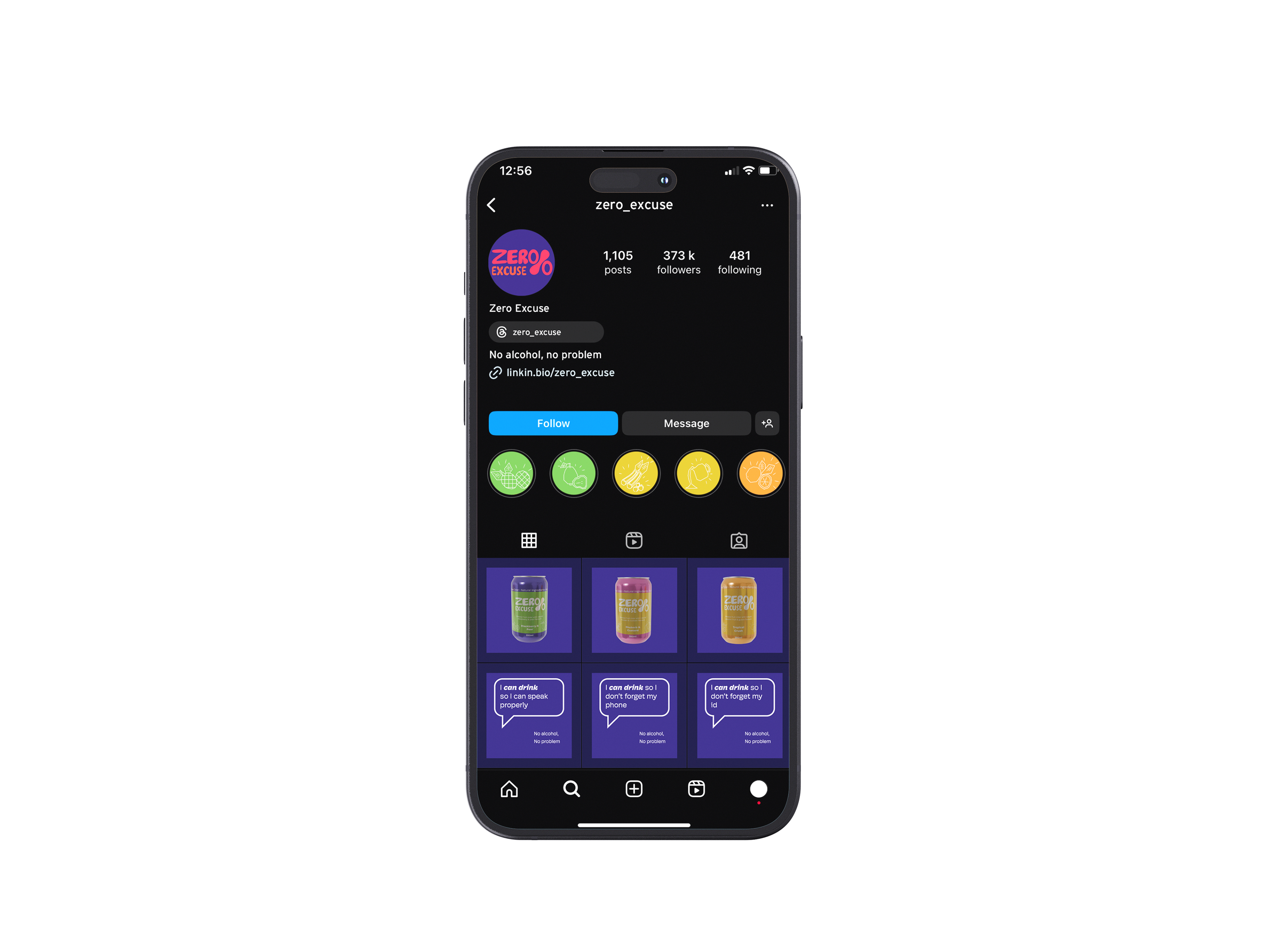 Zero Excuse Instagram Homepage
