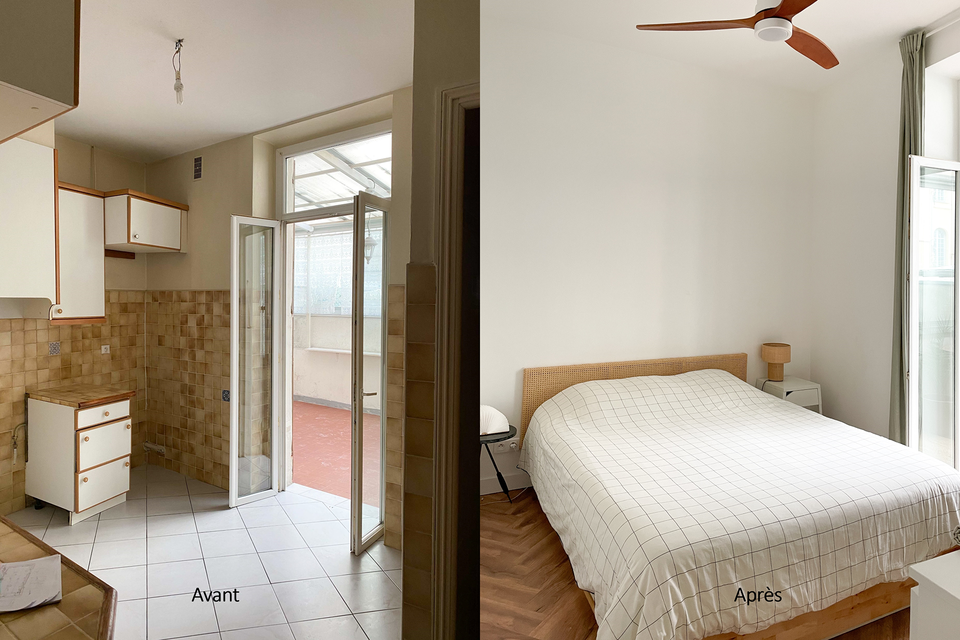 Cuisine transformée en chambre