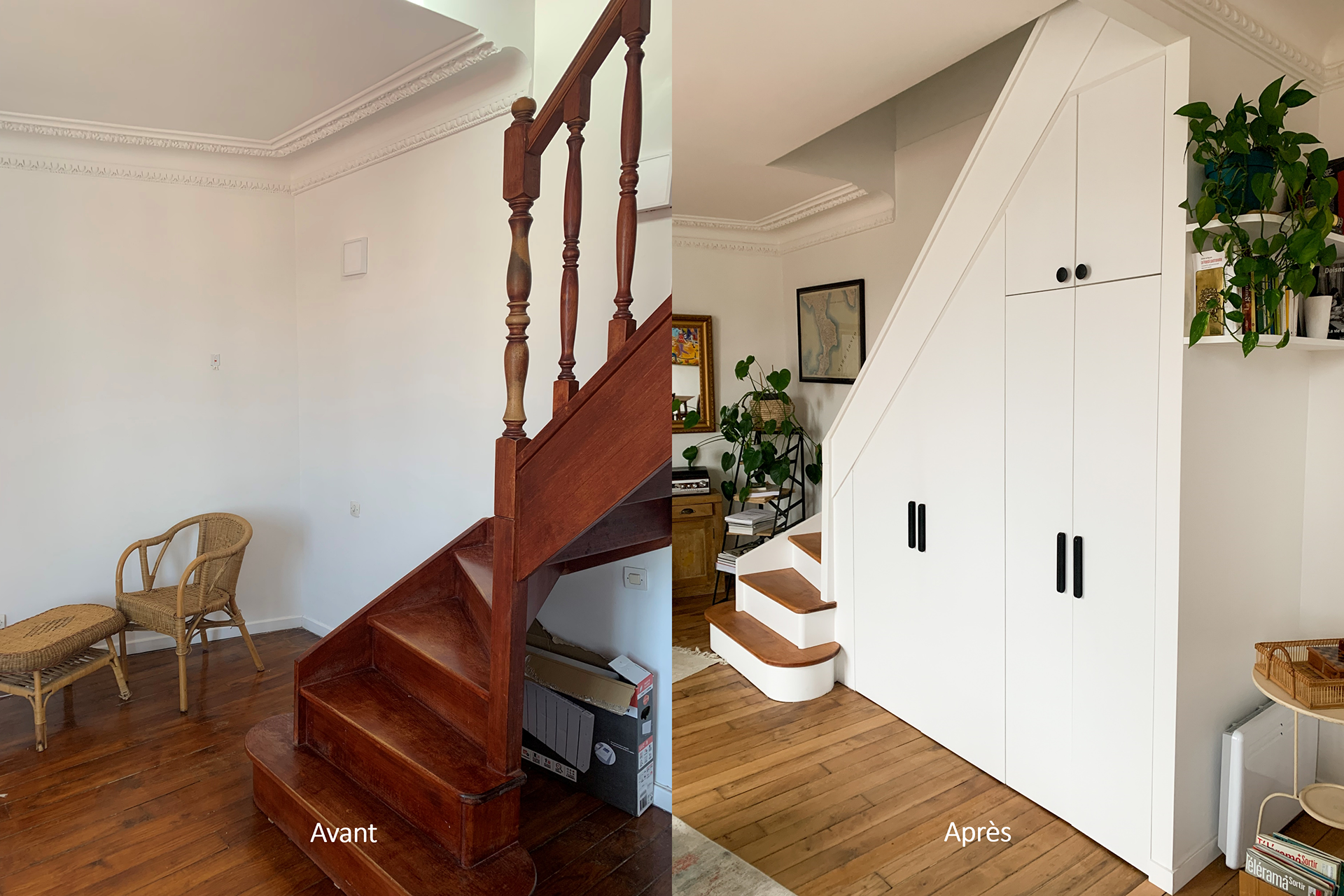 Escalier avec rangements sur-mesure