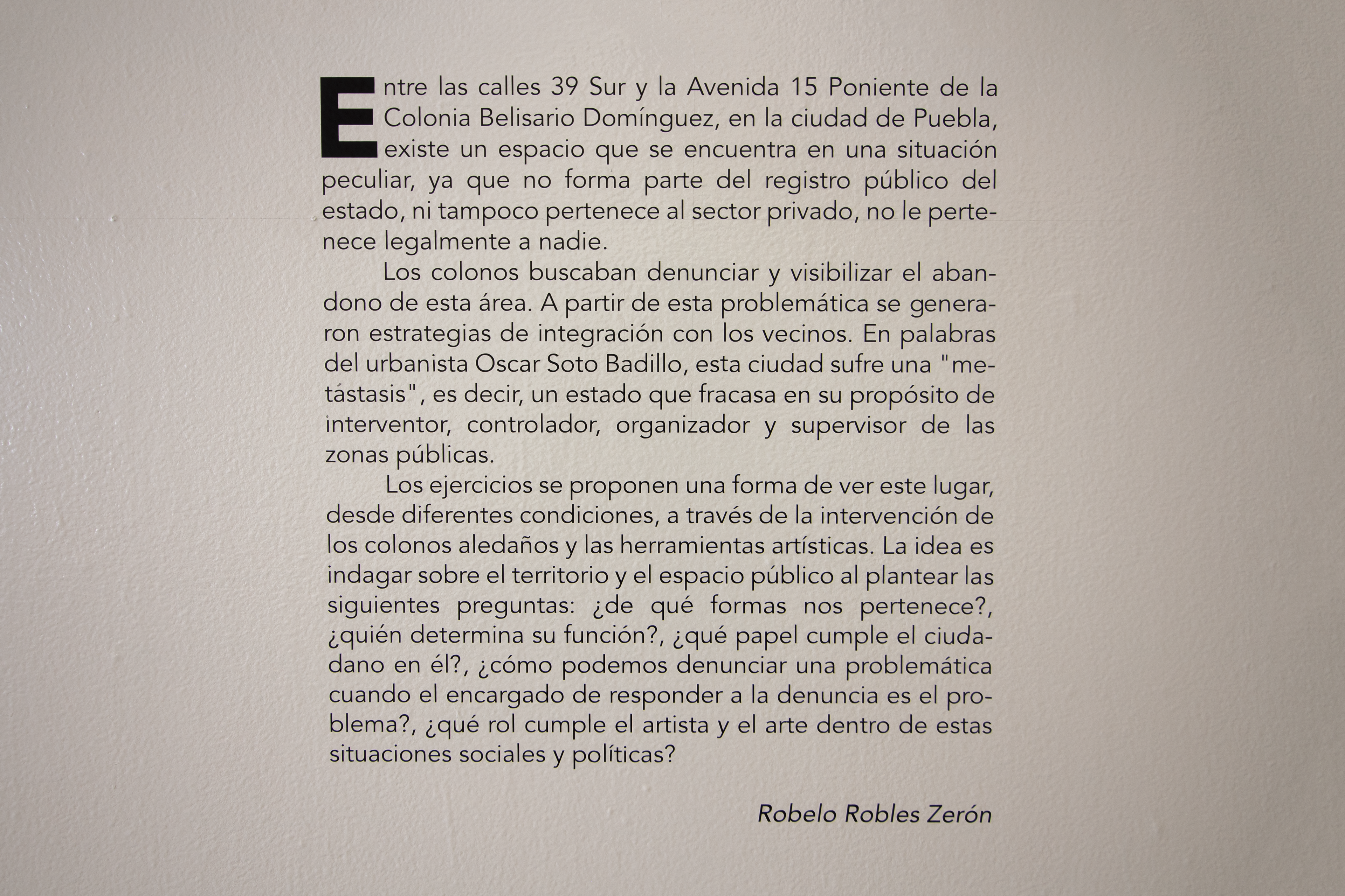 Texto de sala de la muestra. 