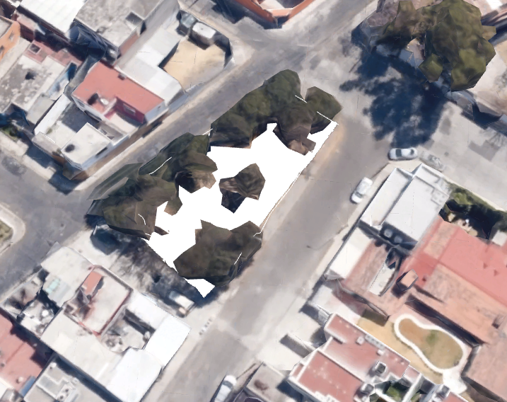 Vista del parque abandonado desde Google Earth, 2019. 