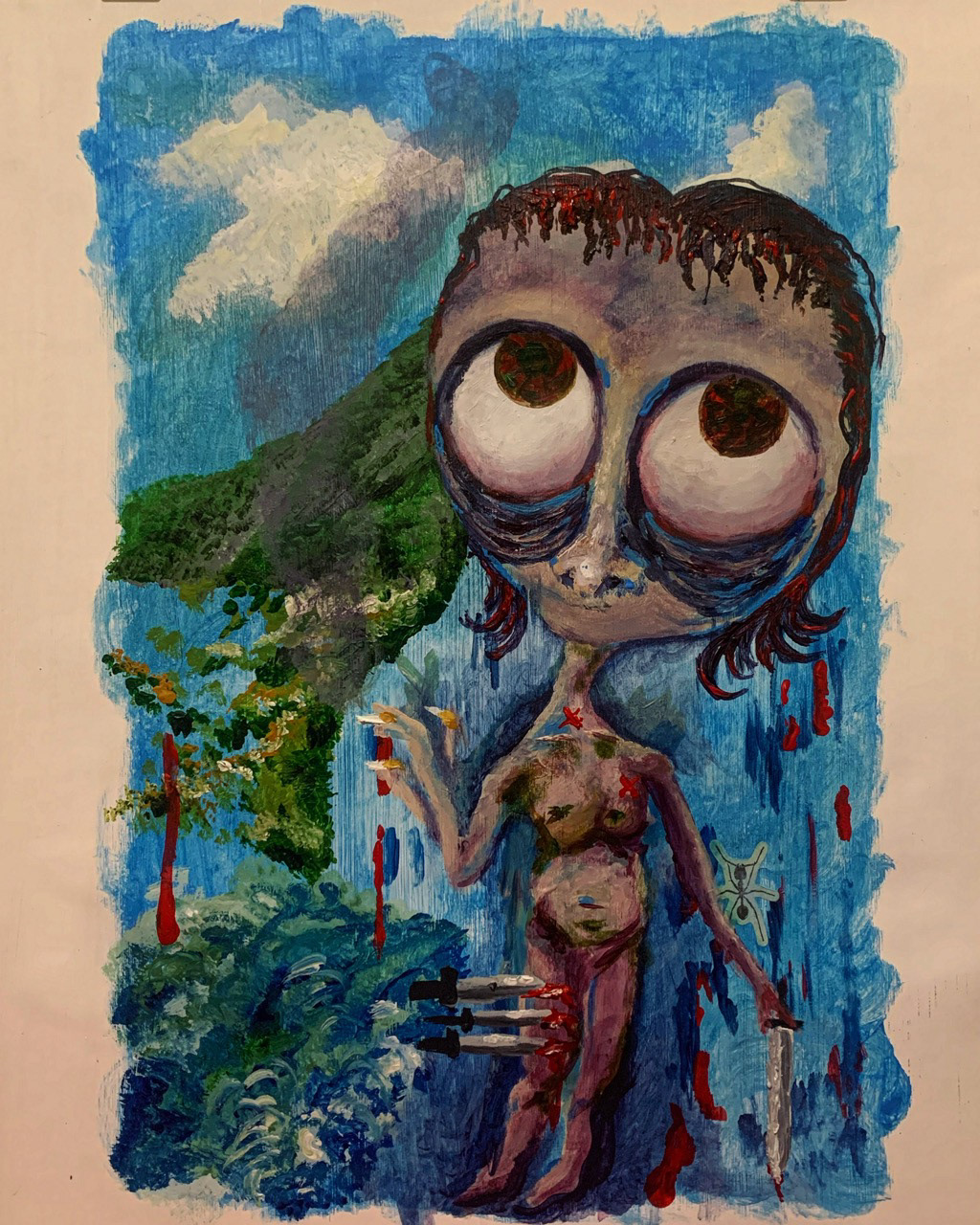“X Marks the Spot” - Acrylic on Paper 18” x 24”