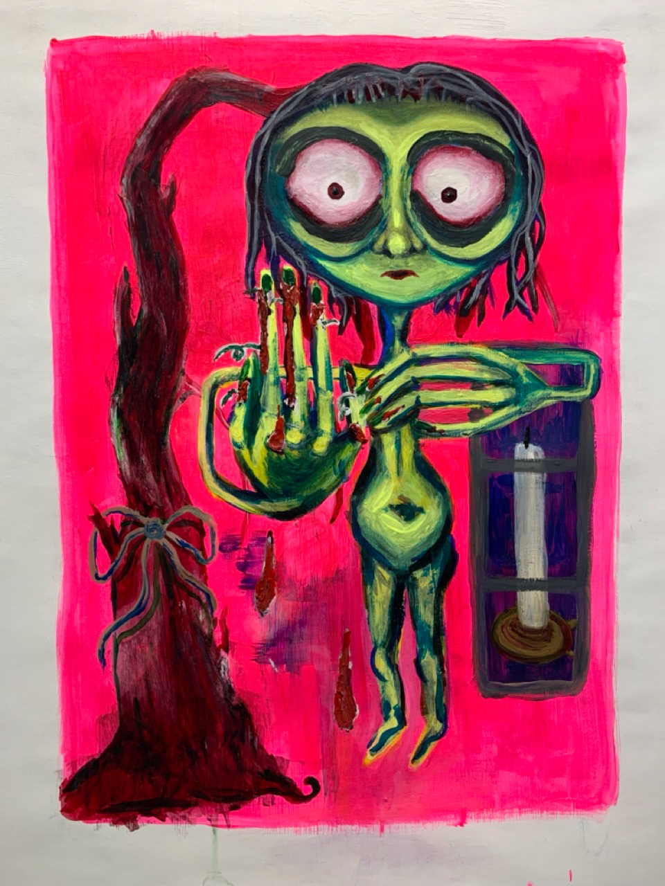 “Letting Go Too Much” - Acrylic on Paper 18” x 24”