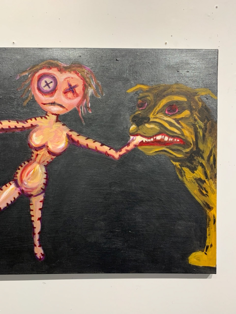 “Two Dogs” - Acrylic on Canvas DETAILS 30” x 48”