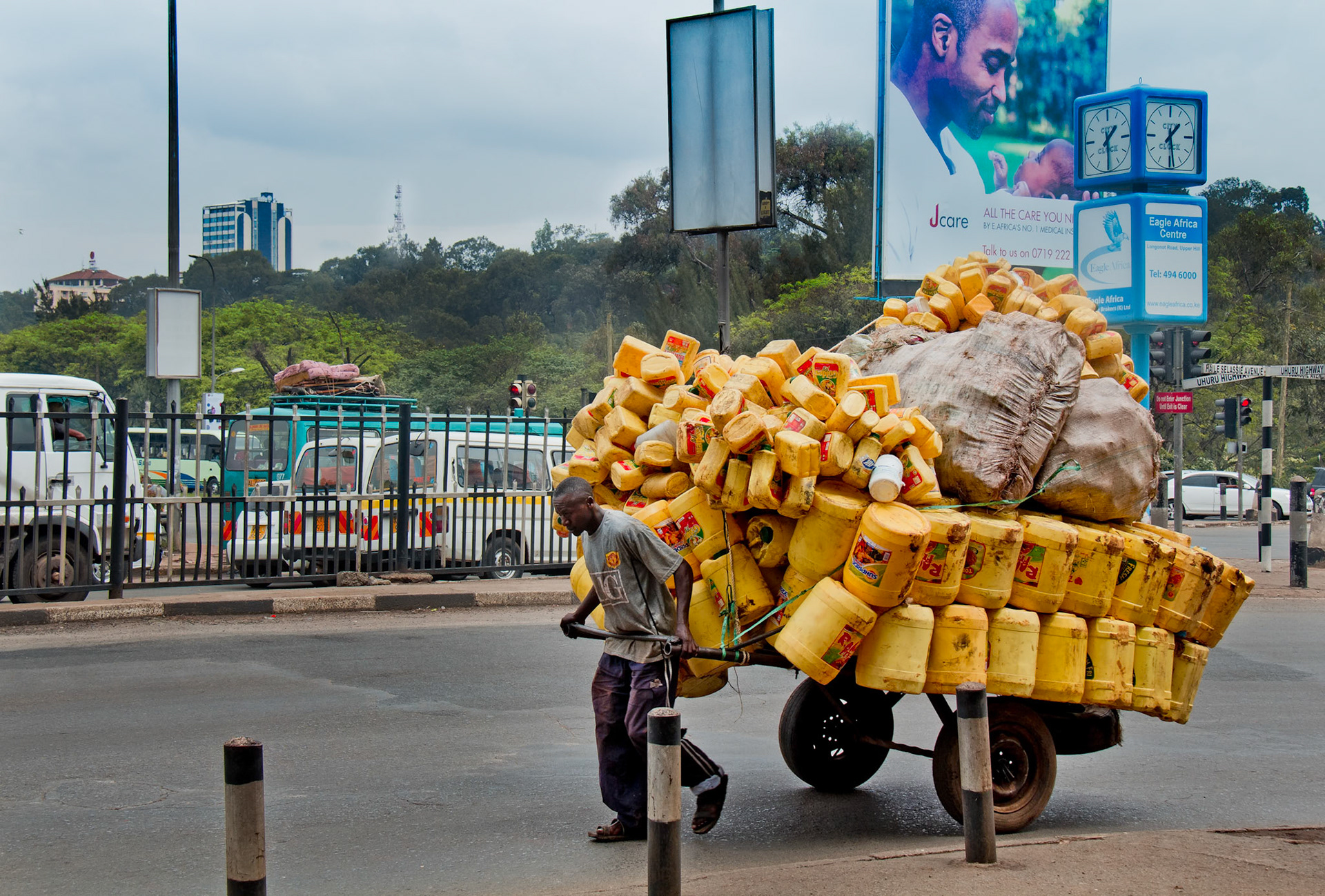Hauling Water Jugs, Kenya