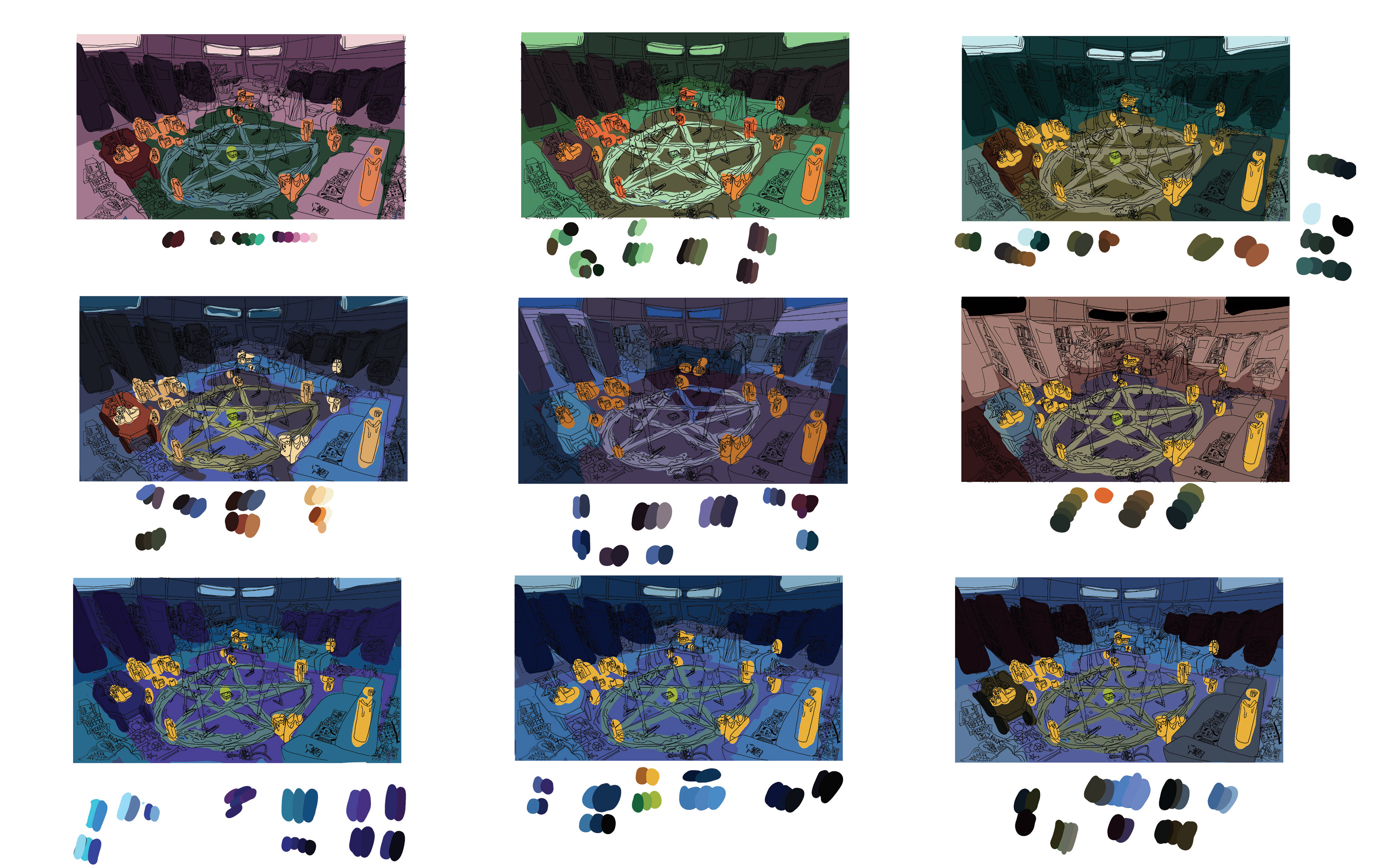 Color sketches and palette testing