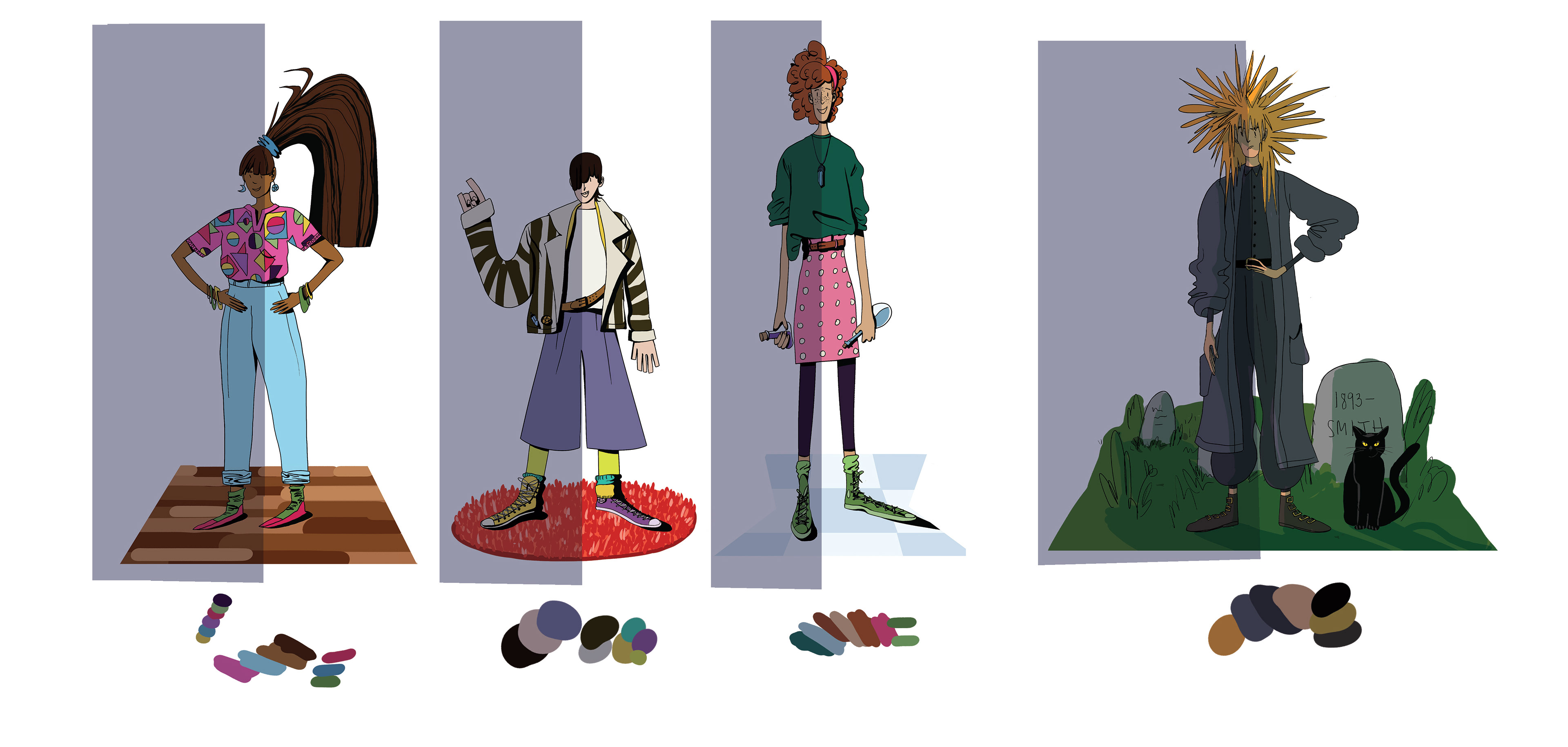 Choosing colors for the characters inside the shadowed library