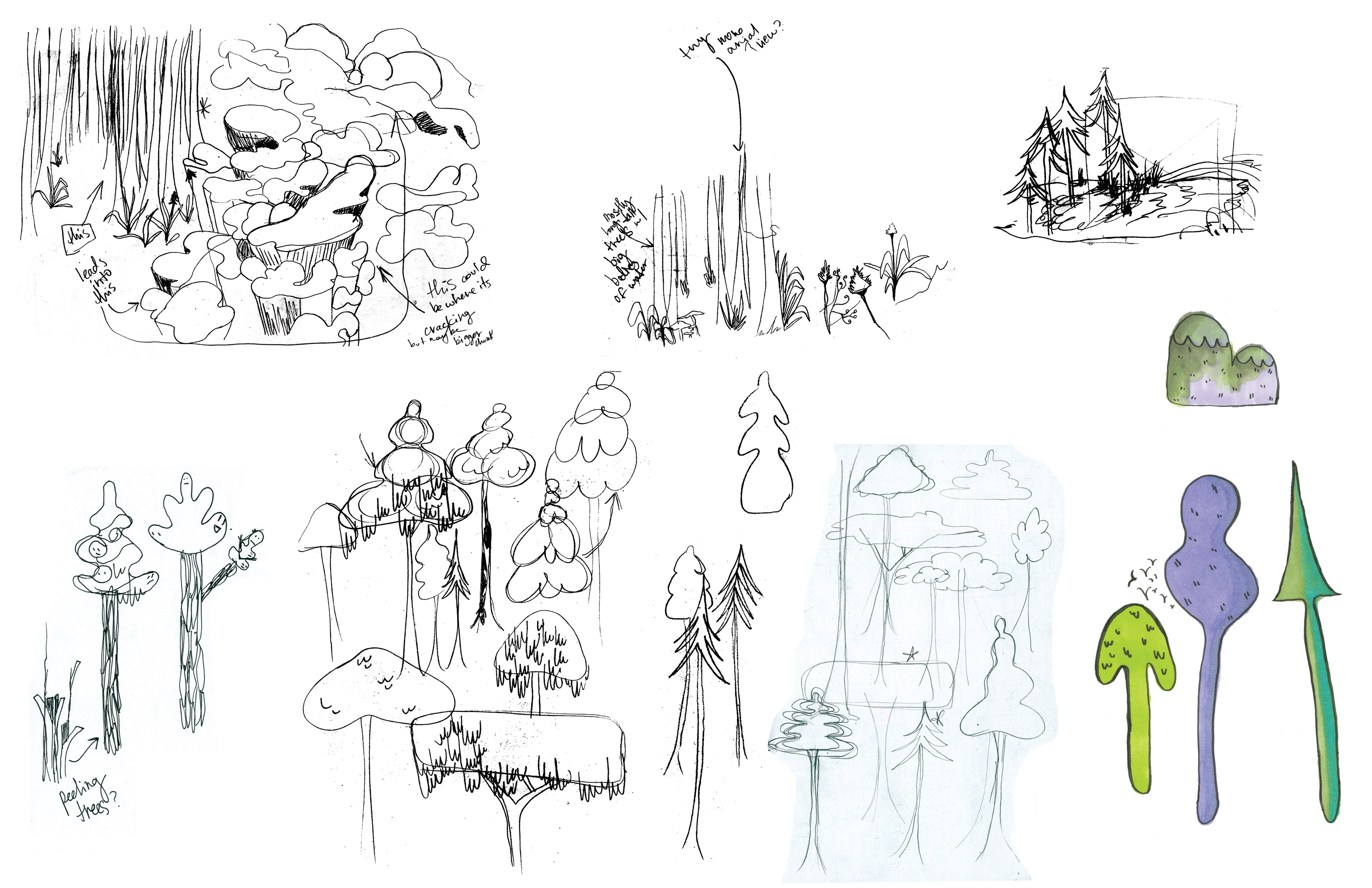 Sketches of elements within background design