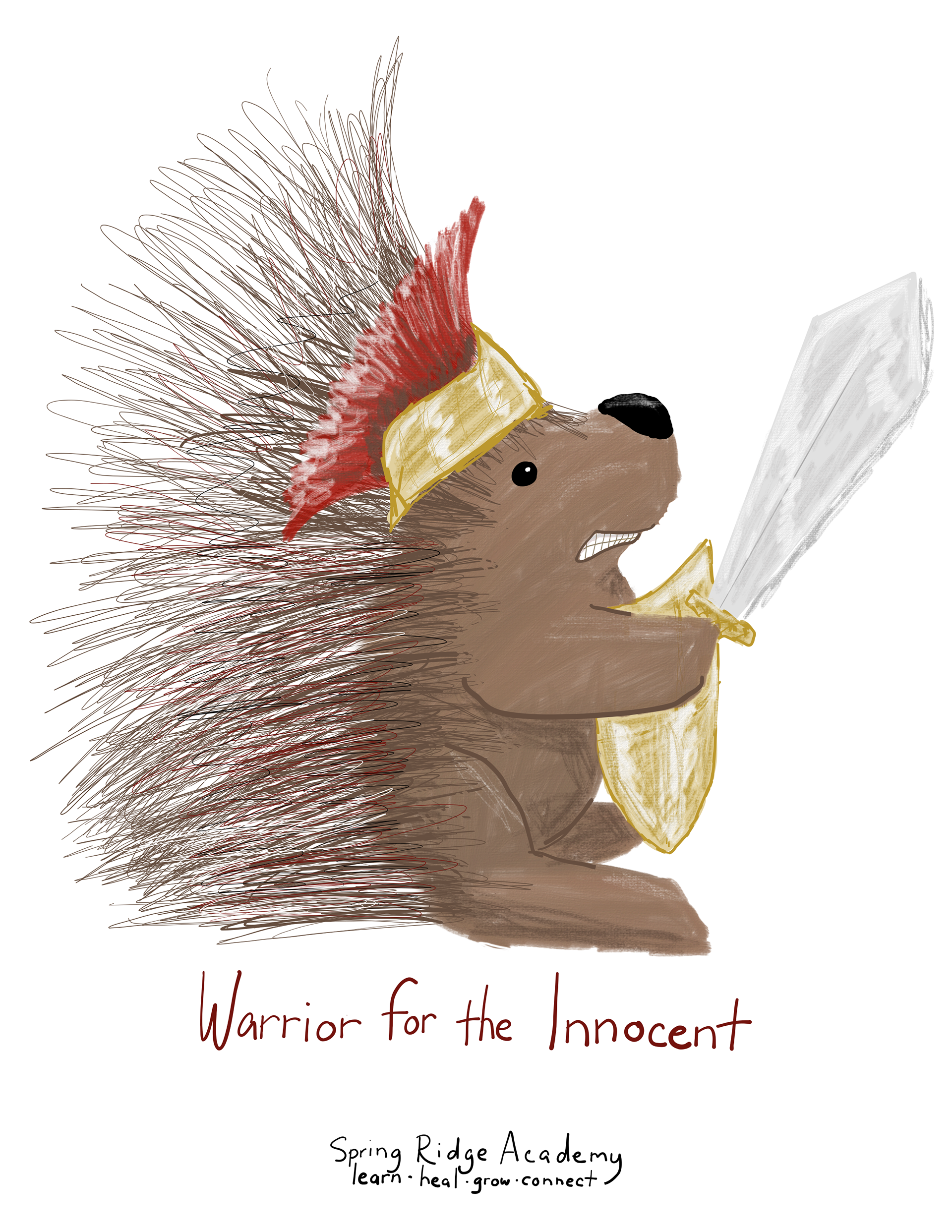 "Warrior for the Innocent" digital sketch, Spring Ridge Academy