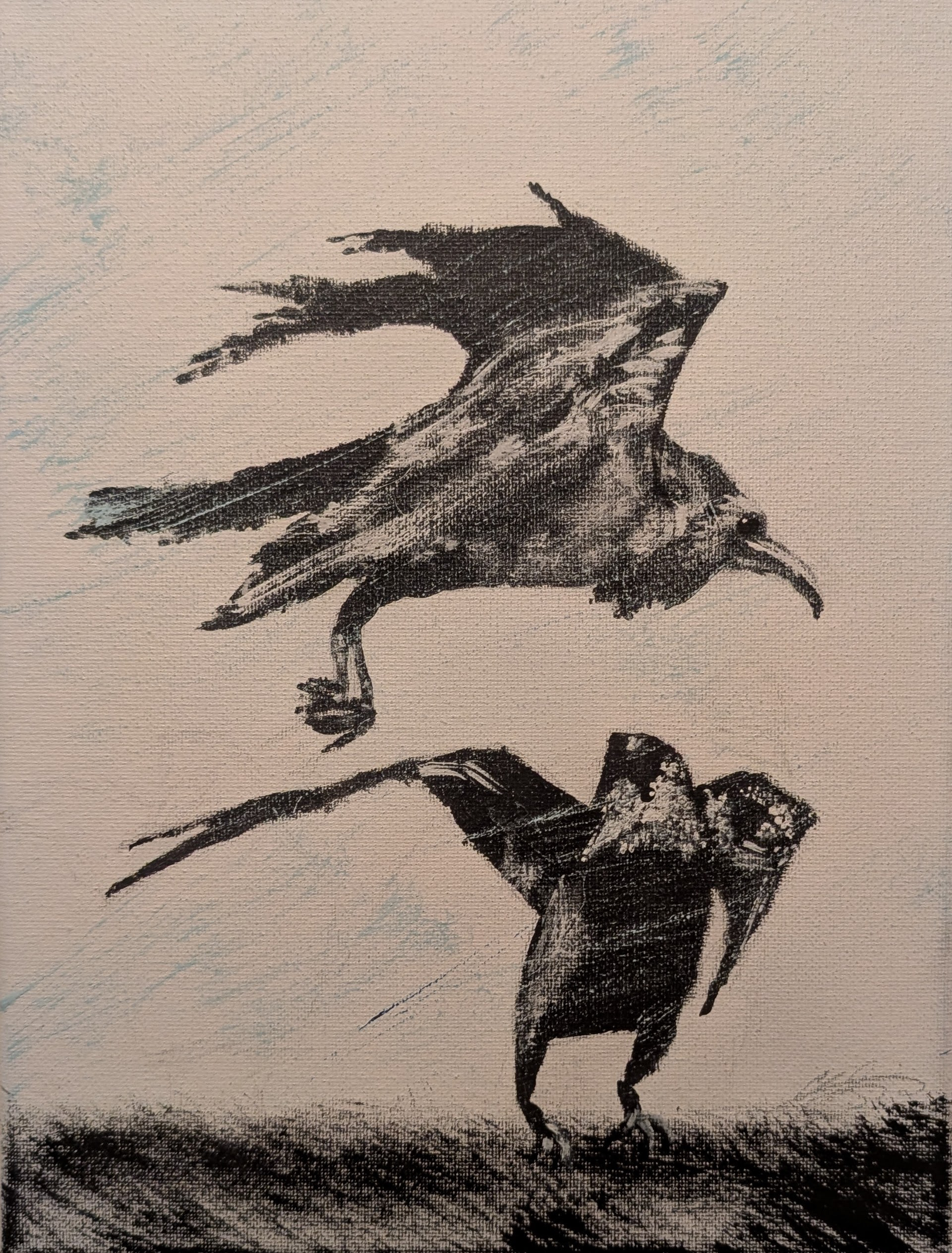 Ravens, acrylic on canvas, 2024