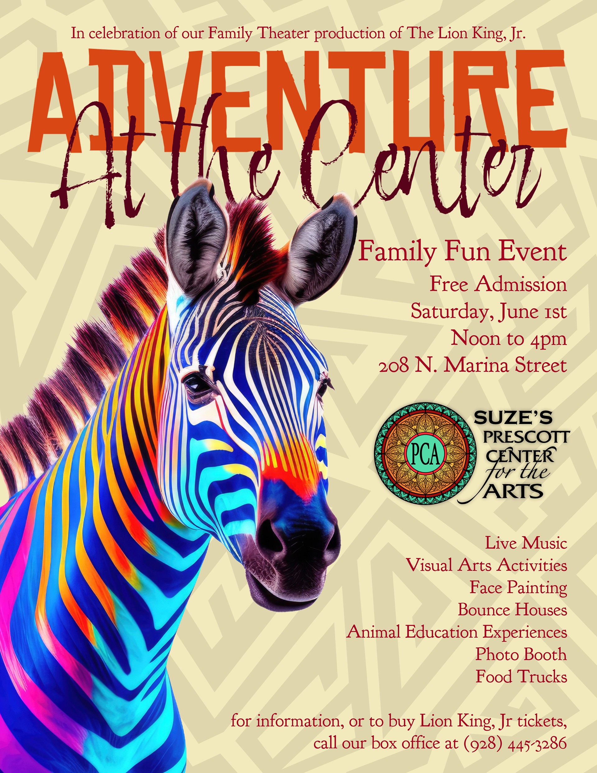 Poster for Adventure at the Center, Prescott Center for the Arts