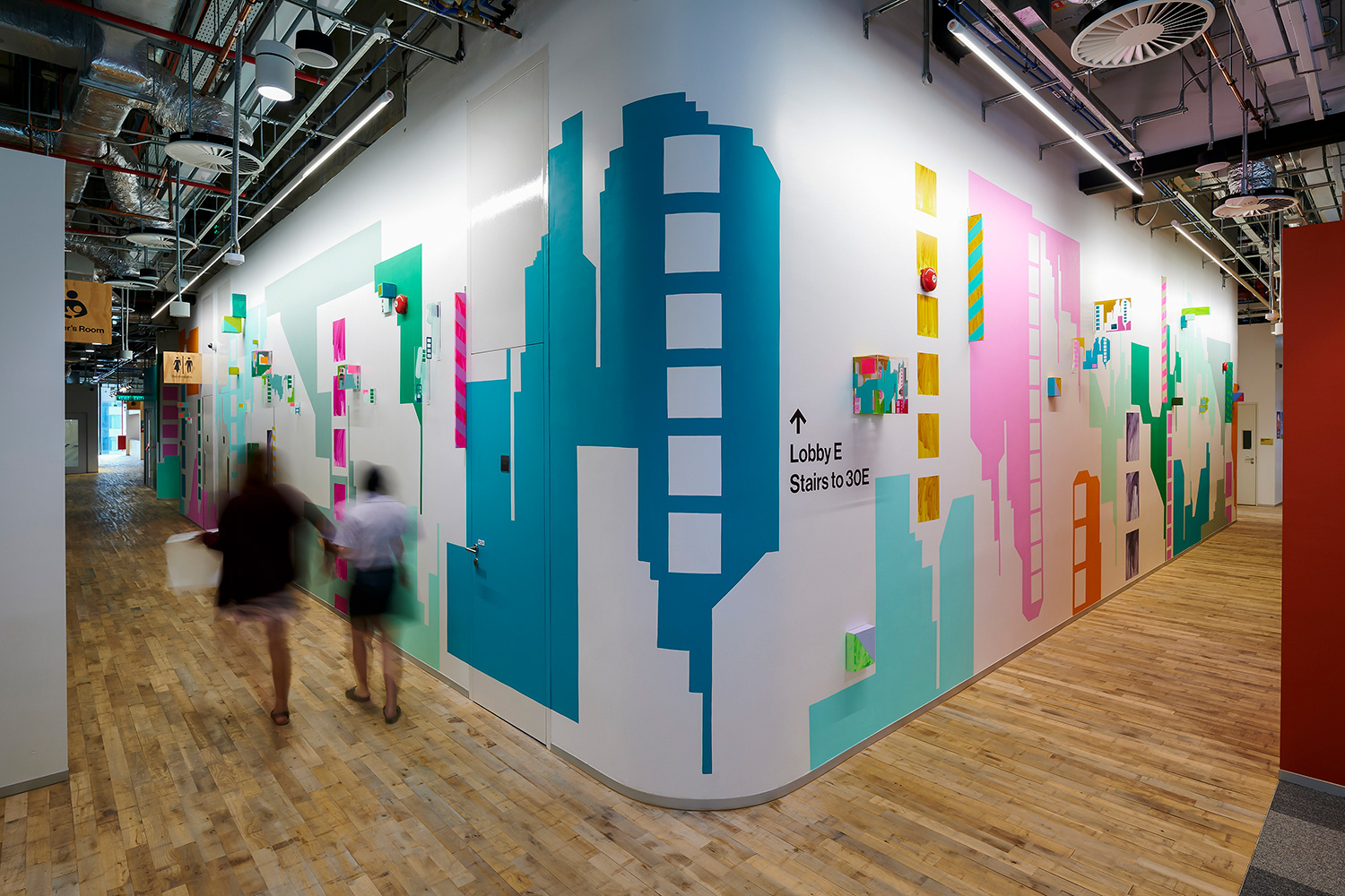 Merryn Trevethan cityscape mural at Facebook offices APAc HQ Singapore at