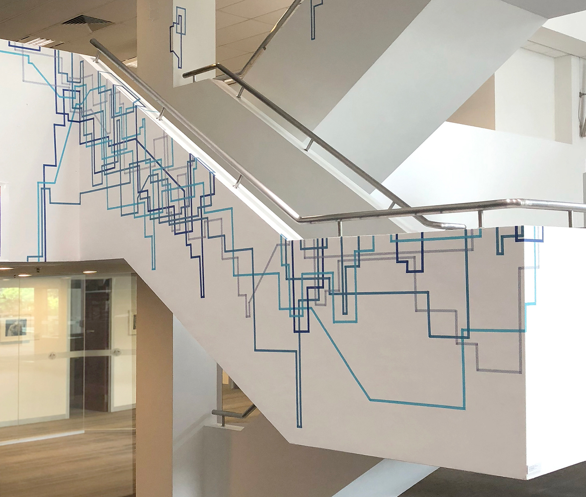 Merryn Trevethan Tape Drawing on staircase Singapore
