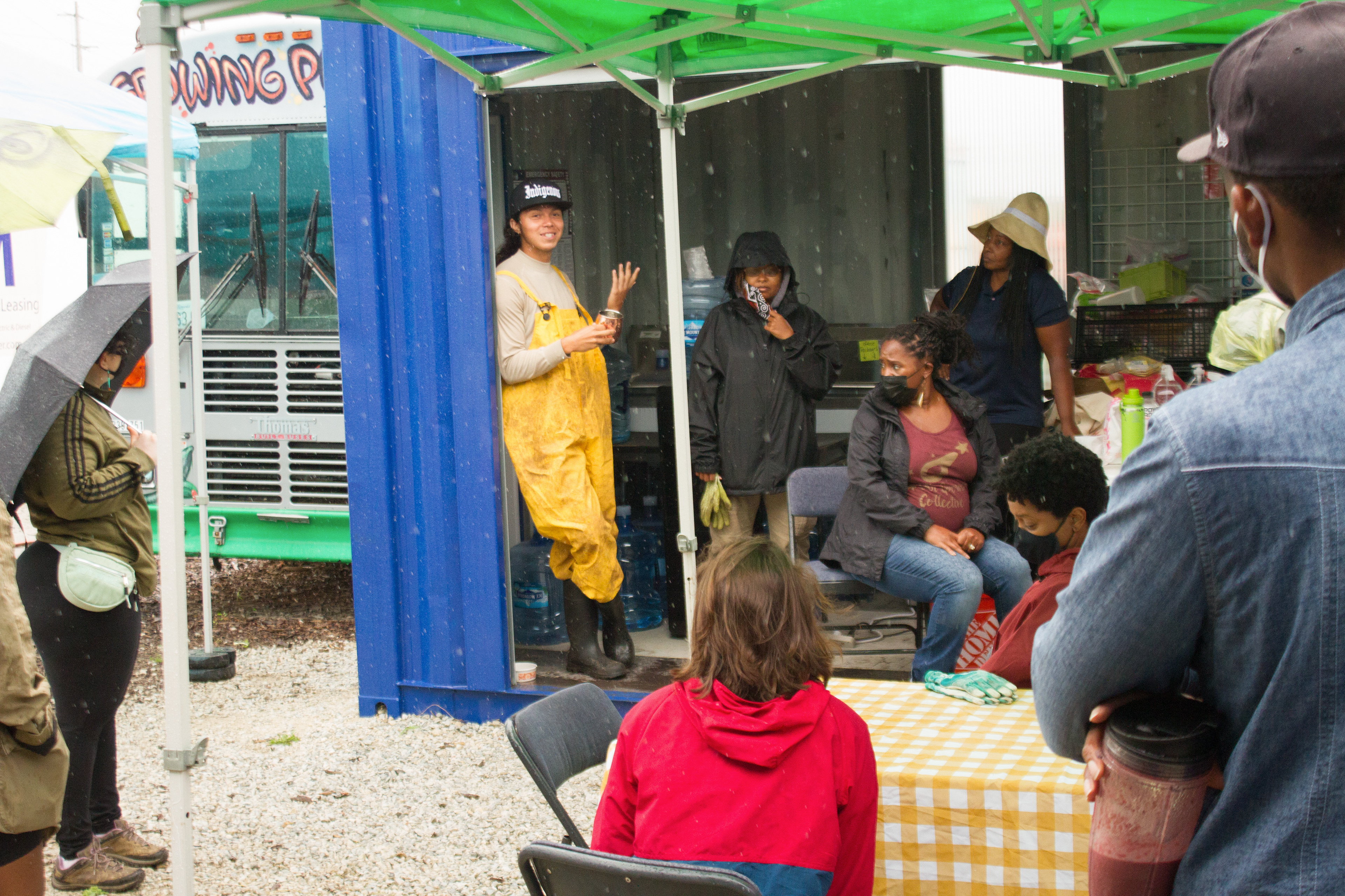 Land stewards and event attendee's introduce themselves for the opening of the "Lettuce Meet-Up" event.