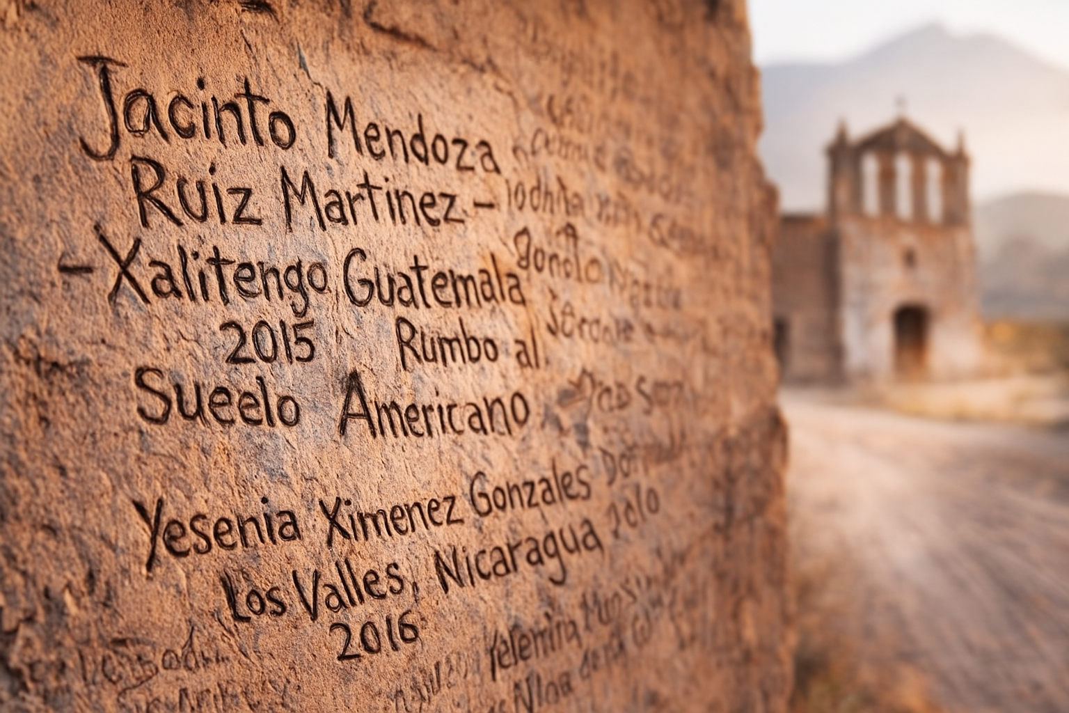 Mas rastro de rutas migrantes al llegar a la hacienda abandonada.